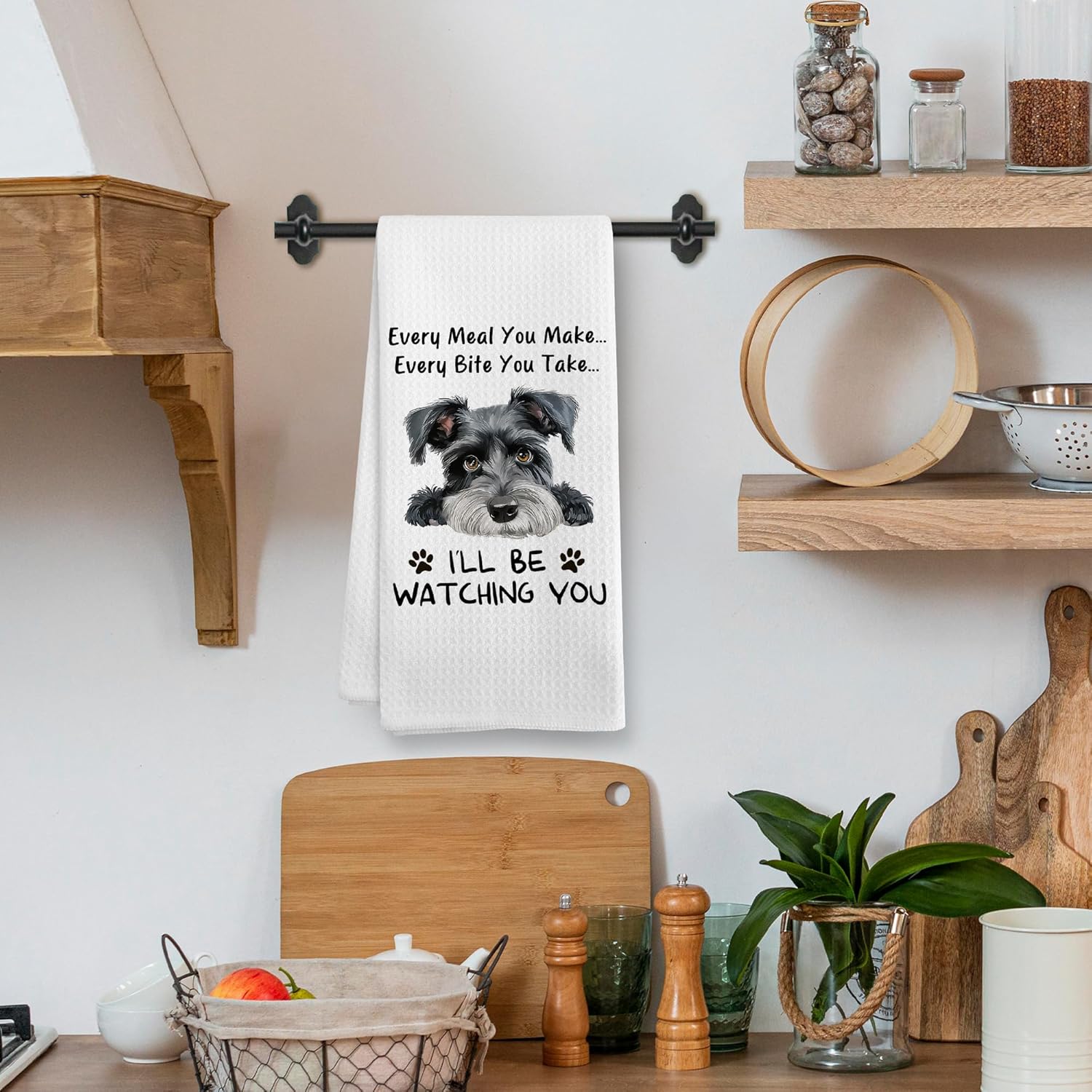 Funny Dog Every Meal You Make Every Bite You Take Kitchen Towels, Schnauzer Gifts for Women Kids, Schnauzer Ornament,Schnauzer Dog Decor Dish Hand Tea Towels for Bathroom Kitchen,16x24 Inches - Image 2