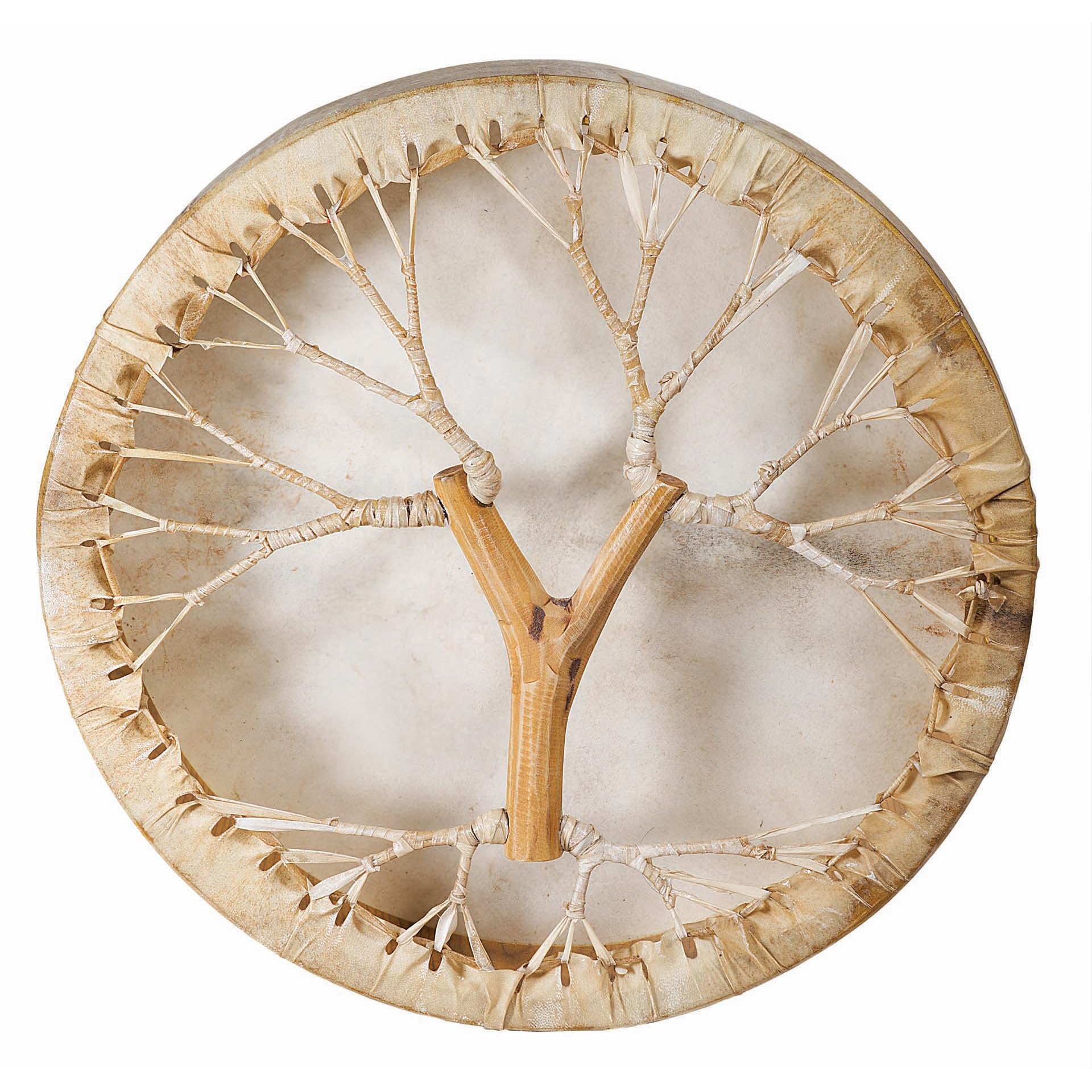 Tamburo per sciamano, pelle di capra, Ø 40 cm, con manico in stile albero, set rotondo Shaman Drum Goat Skin incluso bastone