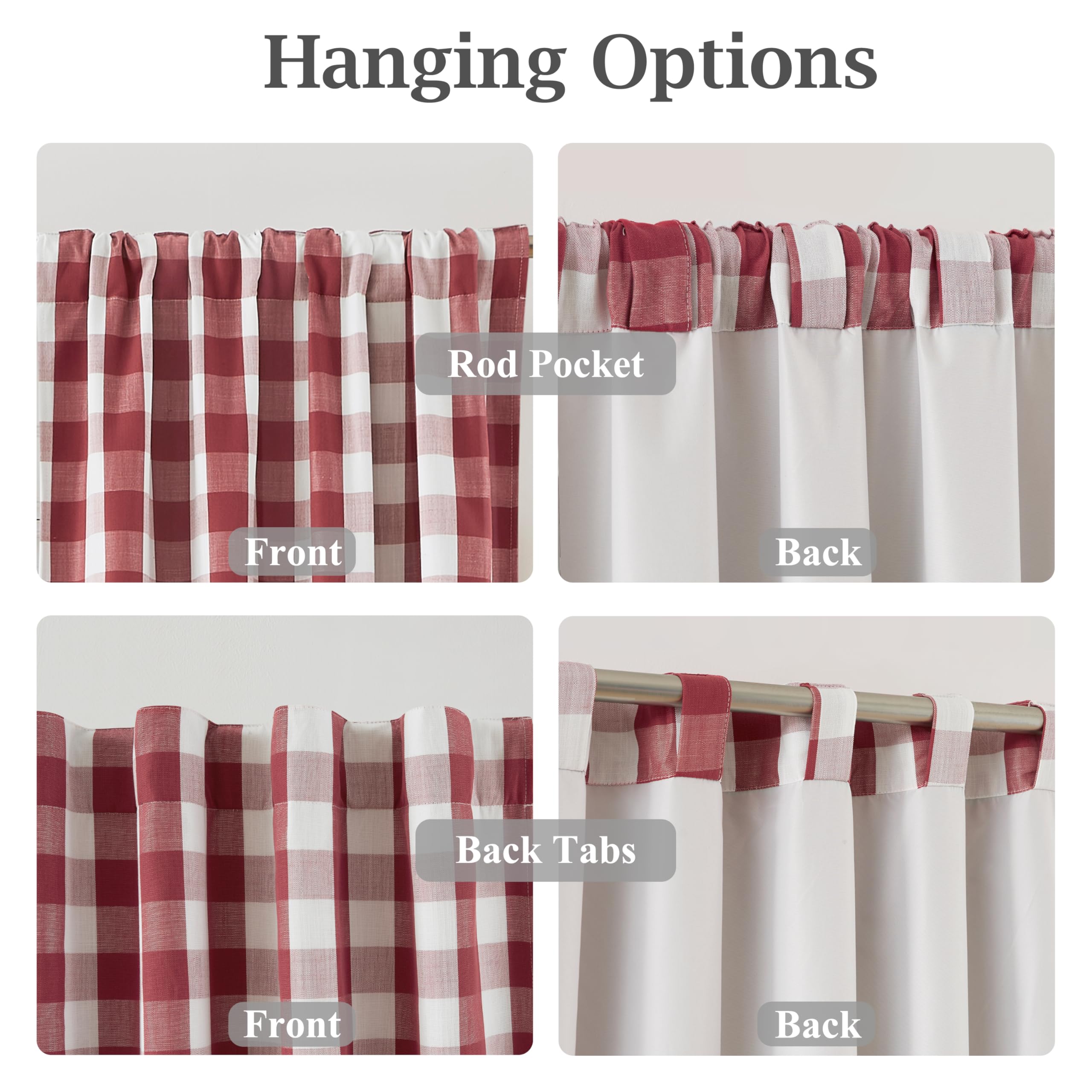 Cantonnière Rideau Cuisine Carreaux Rouge Blanc Bapawfish - 140x38 Cm, Style Vichy Classique Pour Fenêtre
