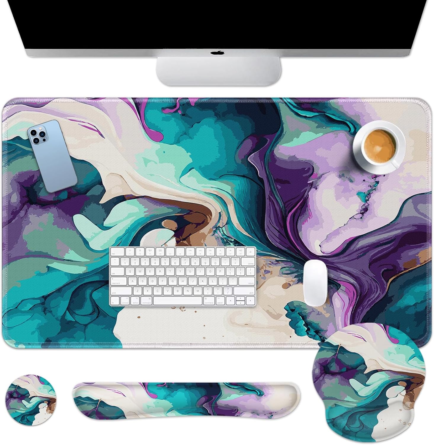 Keyboard Mouse Pad Set Desk Mat 4in1 Large Mousepad