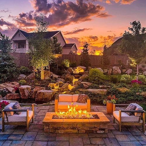 Miniatura 3 de Golden Flame Fogata y quemador H de 30 x 6 pulgadas (gas natural) con kit de conexión