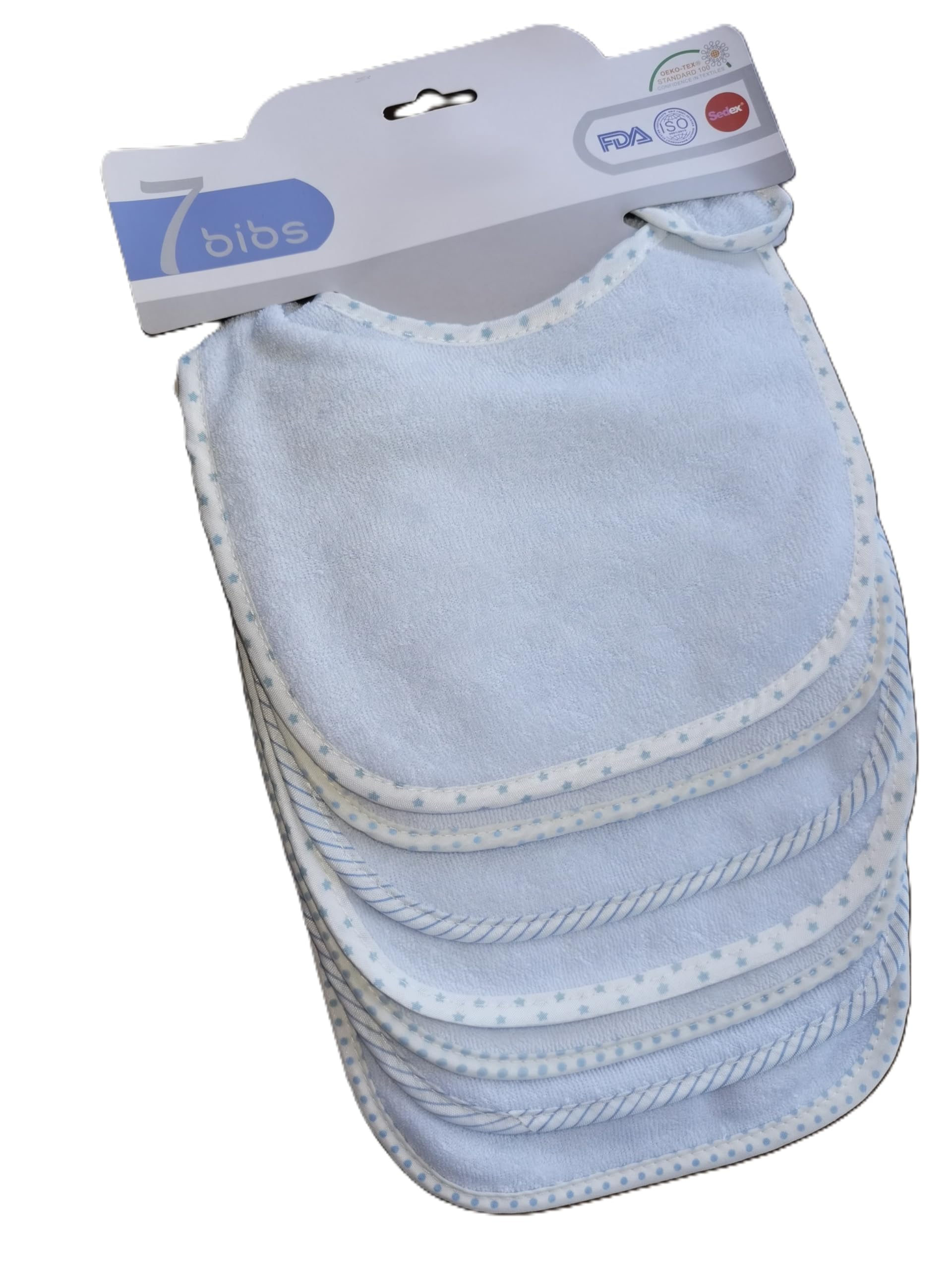 SHINNINGSTARBABY Baby's 0-6 Months 7 Pics of Soft Double Layers Cotton Absorbent Bandana 7 Bibs Pack (blue-waterproof)