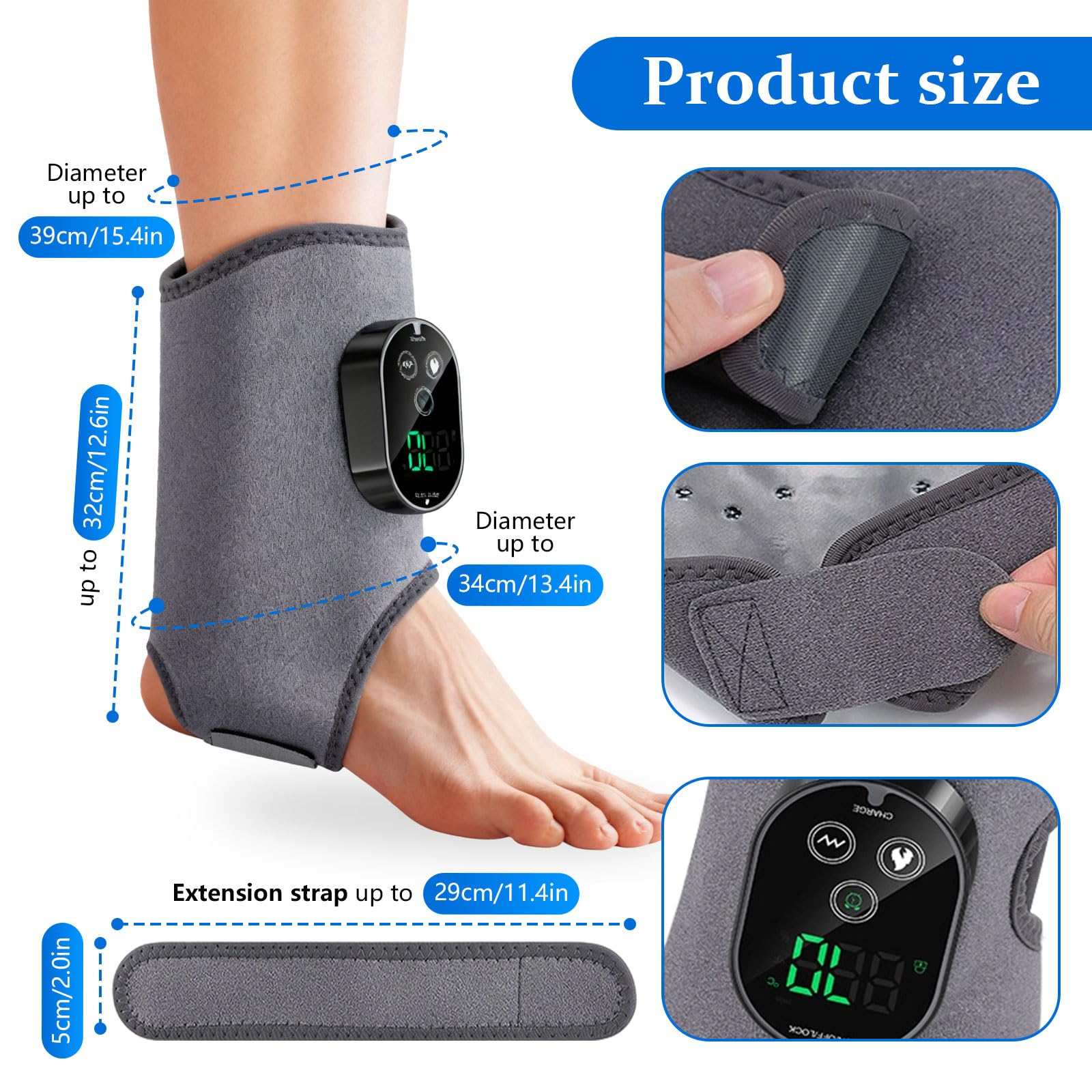 Version Masseur de pieds 3 en 1 avec batterie super longue durée de vie, port de charge USB noir, 3 modes de vibration, contrôle de la température à 6 vitesses, circulation et soulagement de