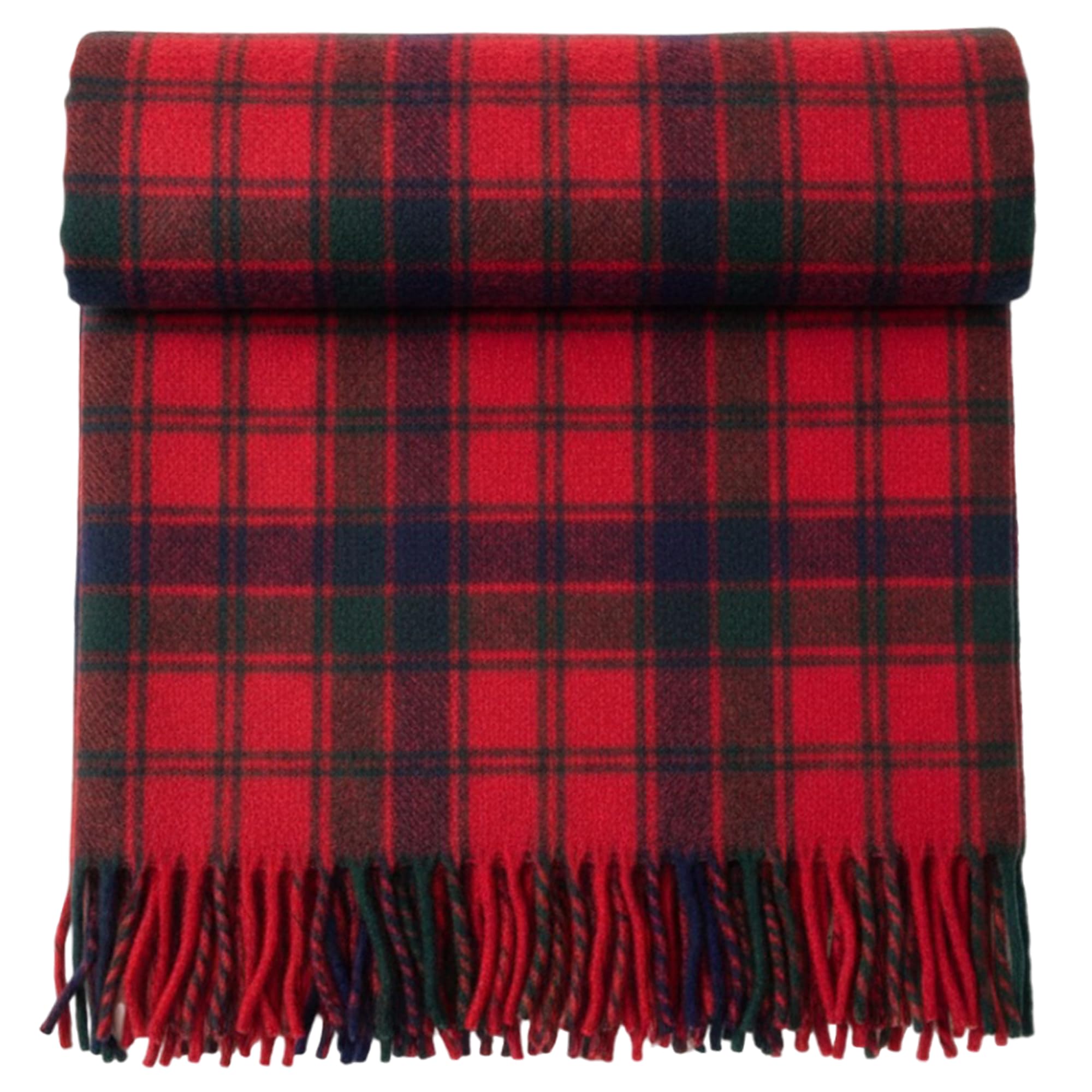 Soft Wool Tartan Travel Blanket for car and caravan - 70x60 inches large blanket - Scottish plaid, checkered, Indoor, lightweight Outdoor warm, Bed and Sofa, Picnic Rug - Robertson Red Tartan