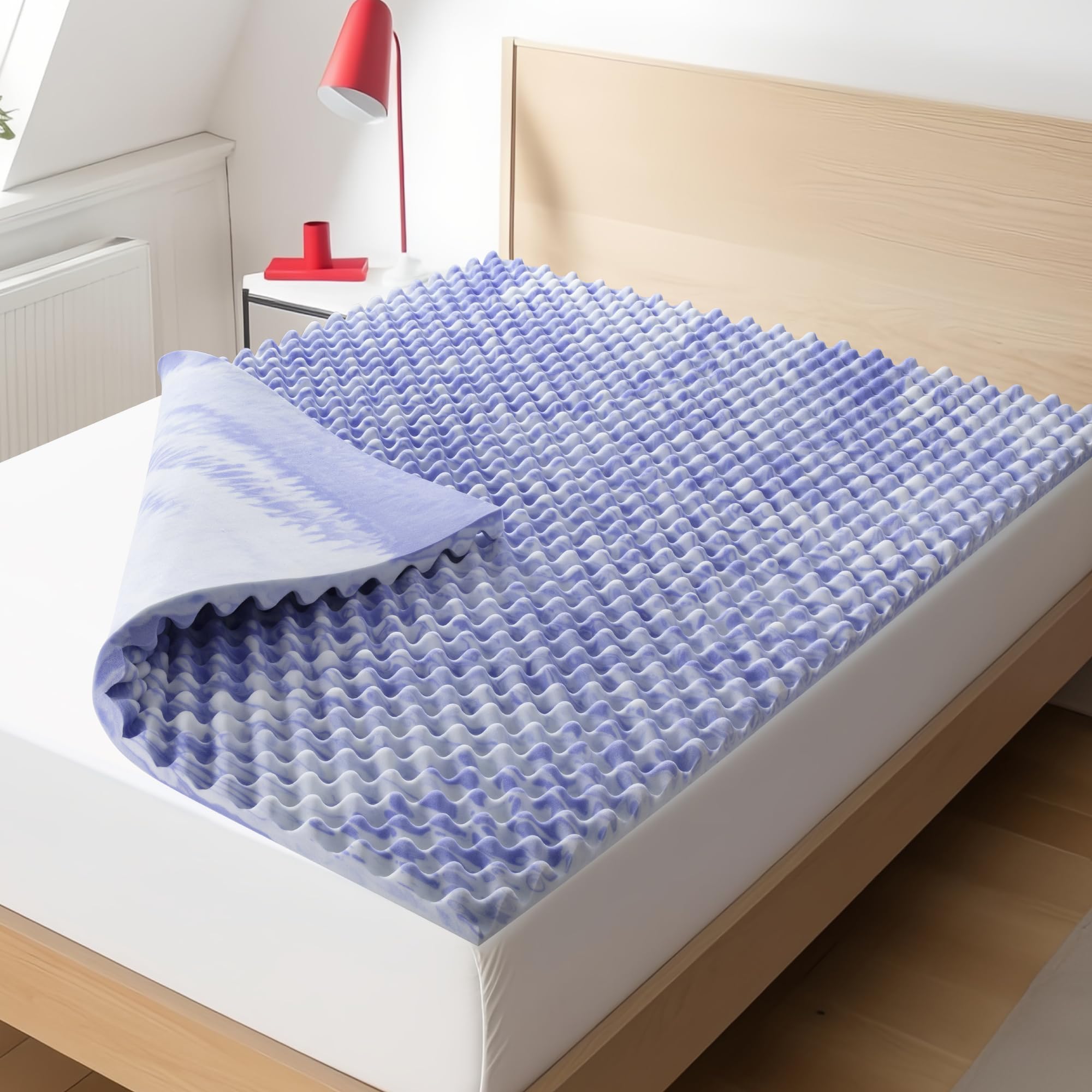 2 Inch Queen Purple Memory Foam Mattress Topper, Cooling Gel Foam Mattress Topper for Pressure Relief, Bed Topper in a Box CertiPUR-US Certified