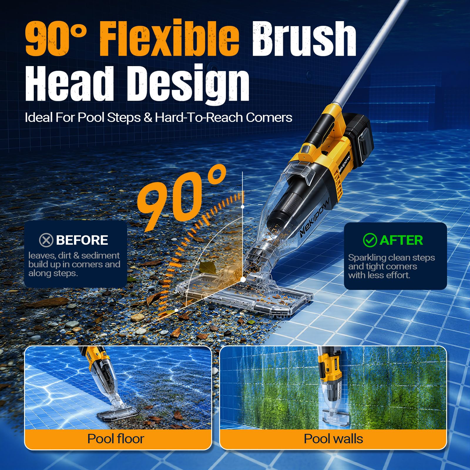 Aspiratore portatile senza fili per piscina compatibile con Dewalt, fuori terra | Piscina fuori terra, senza fili, portatile, compatibile con Dewalt, design portatile