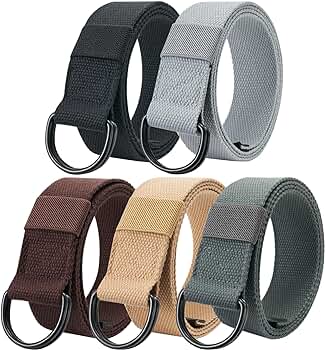 Ginwee 5-Packs Canvas Belt Web Fabric Casual Belt with Zinc