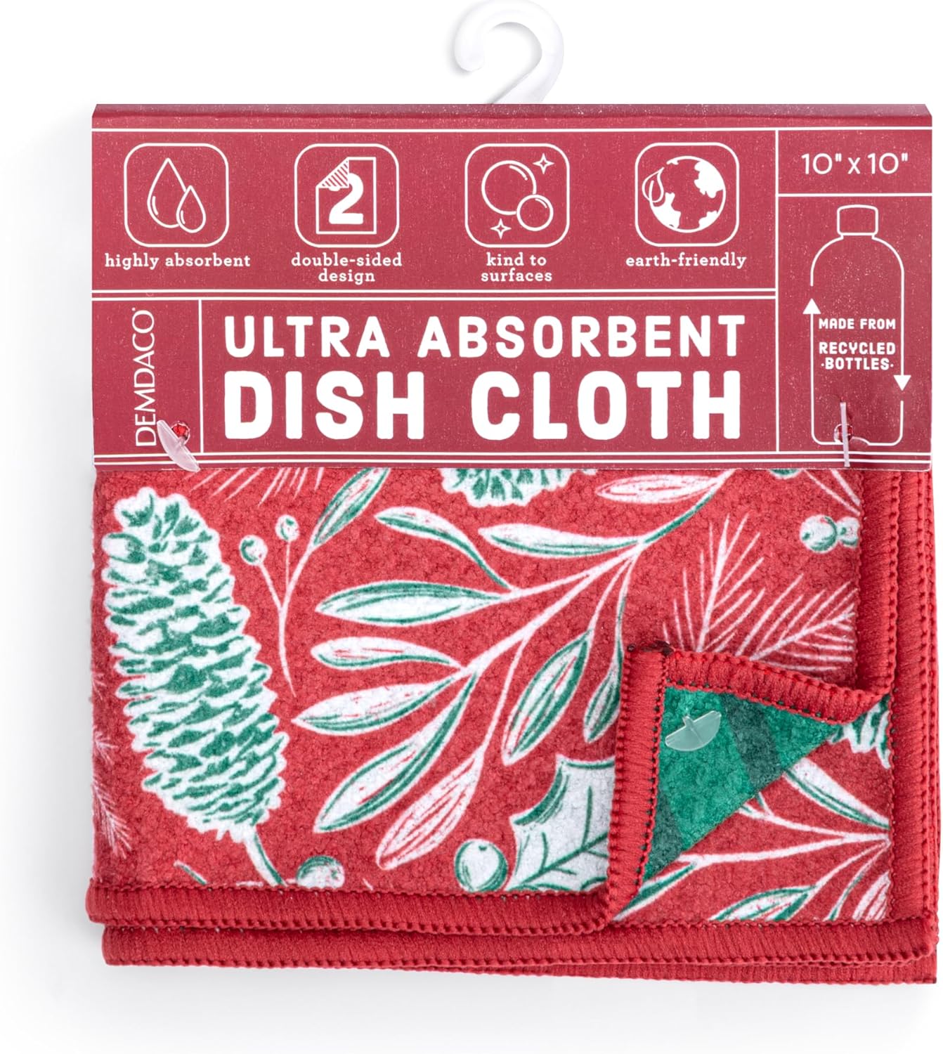 DEMDACO byDesign サービングホリデー 10インチ ポリエステル 吸水性 リバーシブル クリスマス キッチン クリーニ