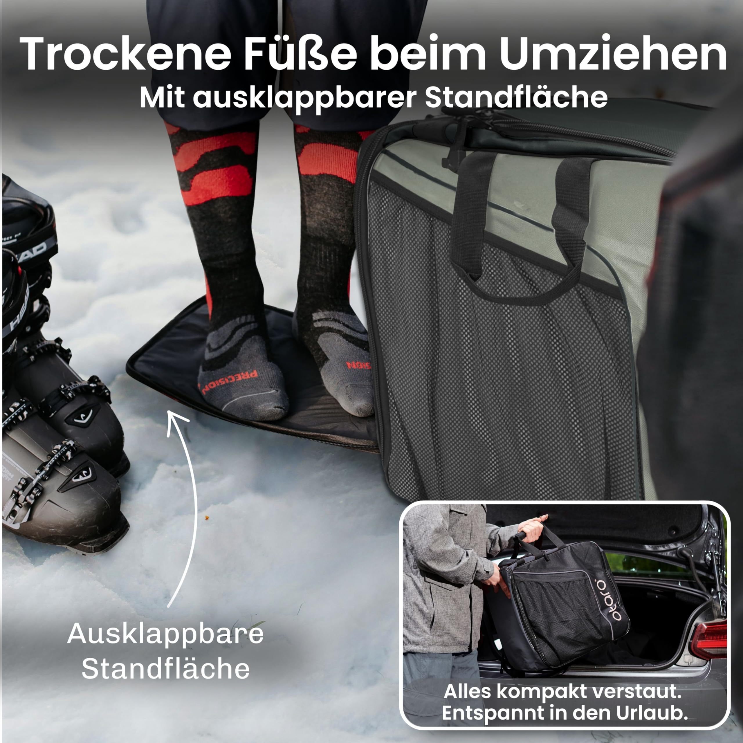 Otaro Skischuhtasche mit Helmfach | Skitasche für Skischuhe, Helm & Zubehör | > 60.000 begeisterte Kunden | Ski Boot Bag wasserfest, robuste Zipper - Skitasche Skischuhtasche Set - Schlittschuhtasche