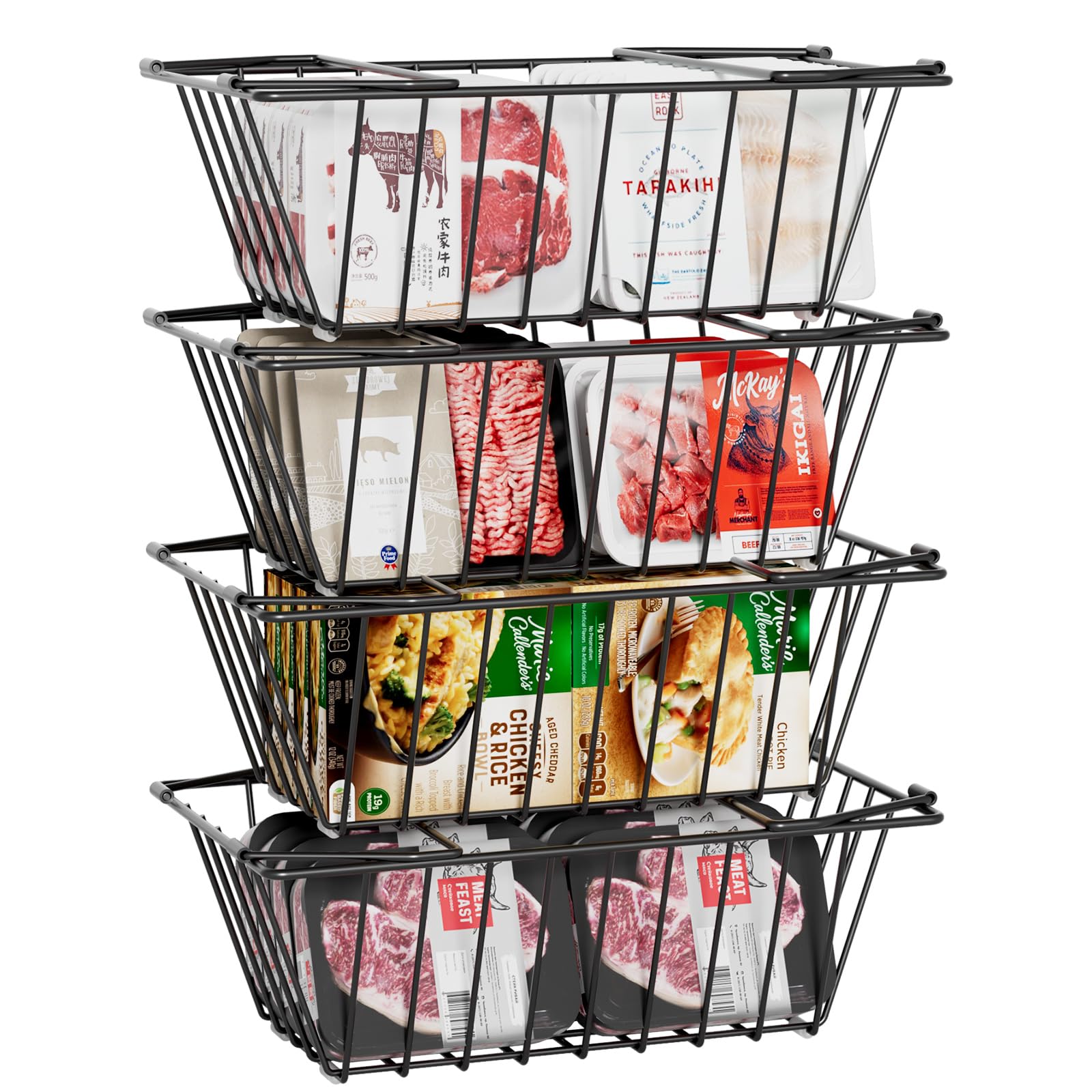 Amazon.com: NANAGIFTREE Freezer Organizer Bins, 4 Pack Stackable ...