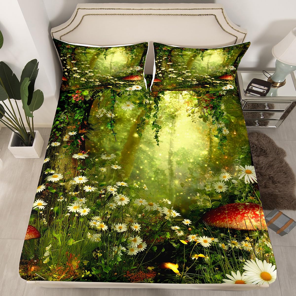 Amazon｜Erosebridal マジックボックスシーツ マッシュルーム ボックス