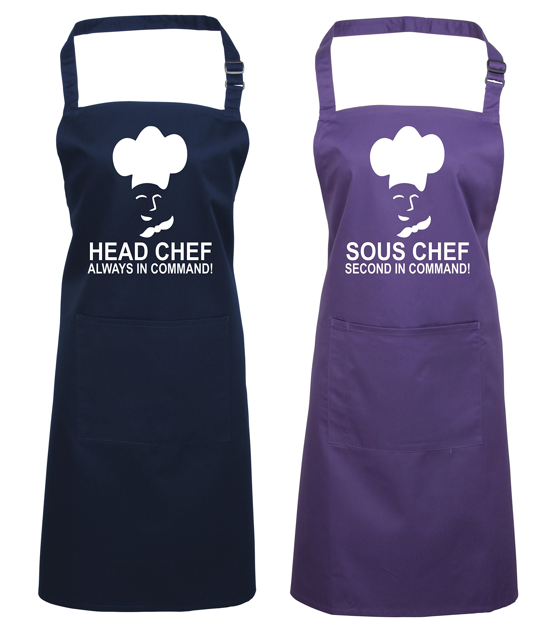 Edward Sinclair Navy & Purple Navy Headchef & Purple Sous Chef' Matching Apron Gift Set
