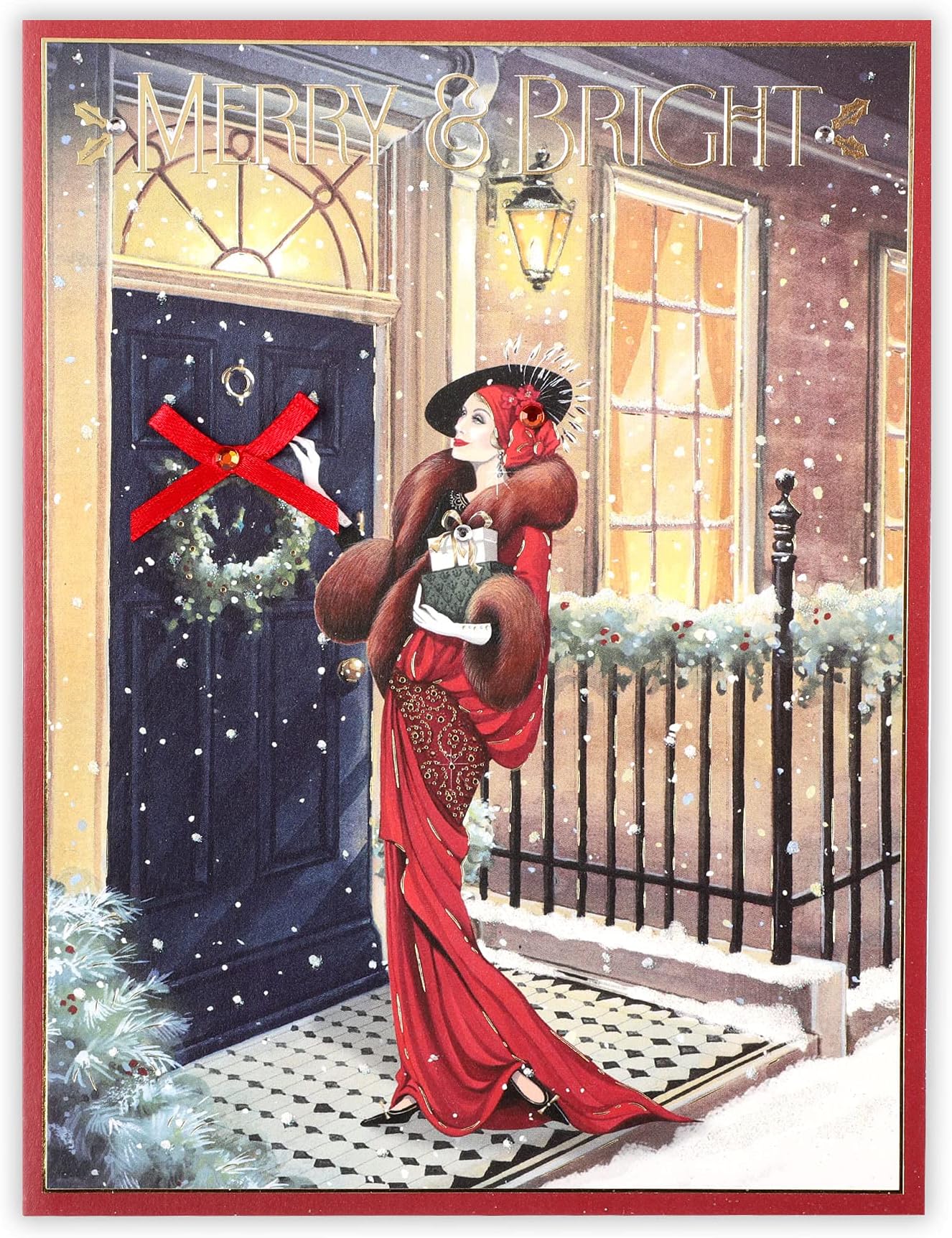 ClintonsRoaring 20'S Lady at Front Door General Christmas Card, Multi-colour, 155 x 201, 1181082