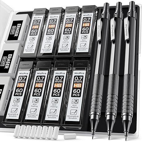 Nicpro 0.7 MM Mechanical Pencil Set