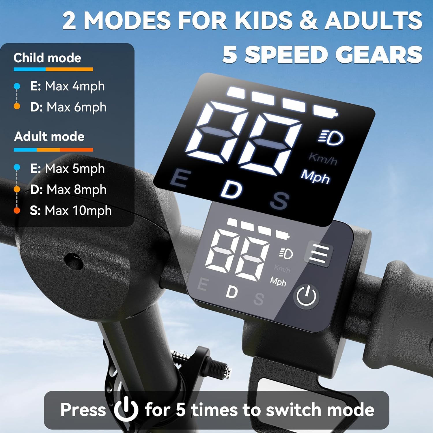 4-Wheel Electric Scooter for Kids w/ 250W Motor, Max 10 MPH & 8.5 Miles, Foldable E-Scooter with Rainbow Lights, LED Display, 5 Speeds & Adjustable Balance, UL-2272 Certified