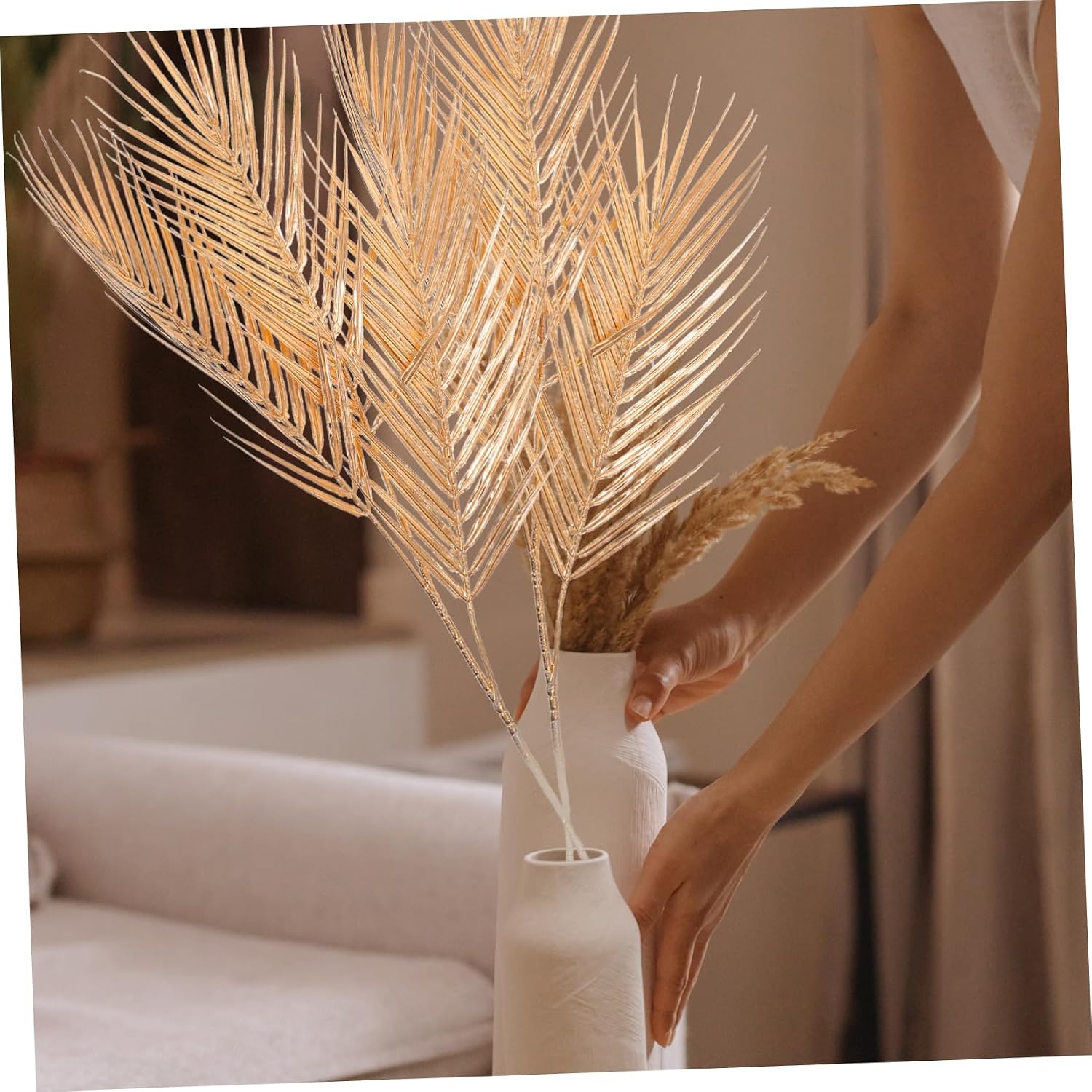 ABOOFAN 4Pcs Golden Simulation Leaf Branches Artificial Leaf Picks for Home Decor Wedding Decorations and Party Atmosphere Stylish Indoor Floral Arrangement