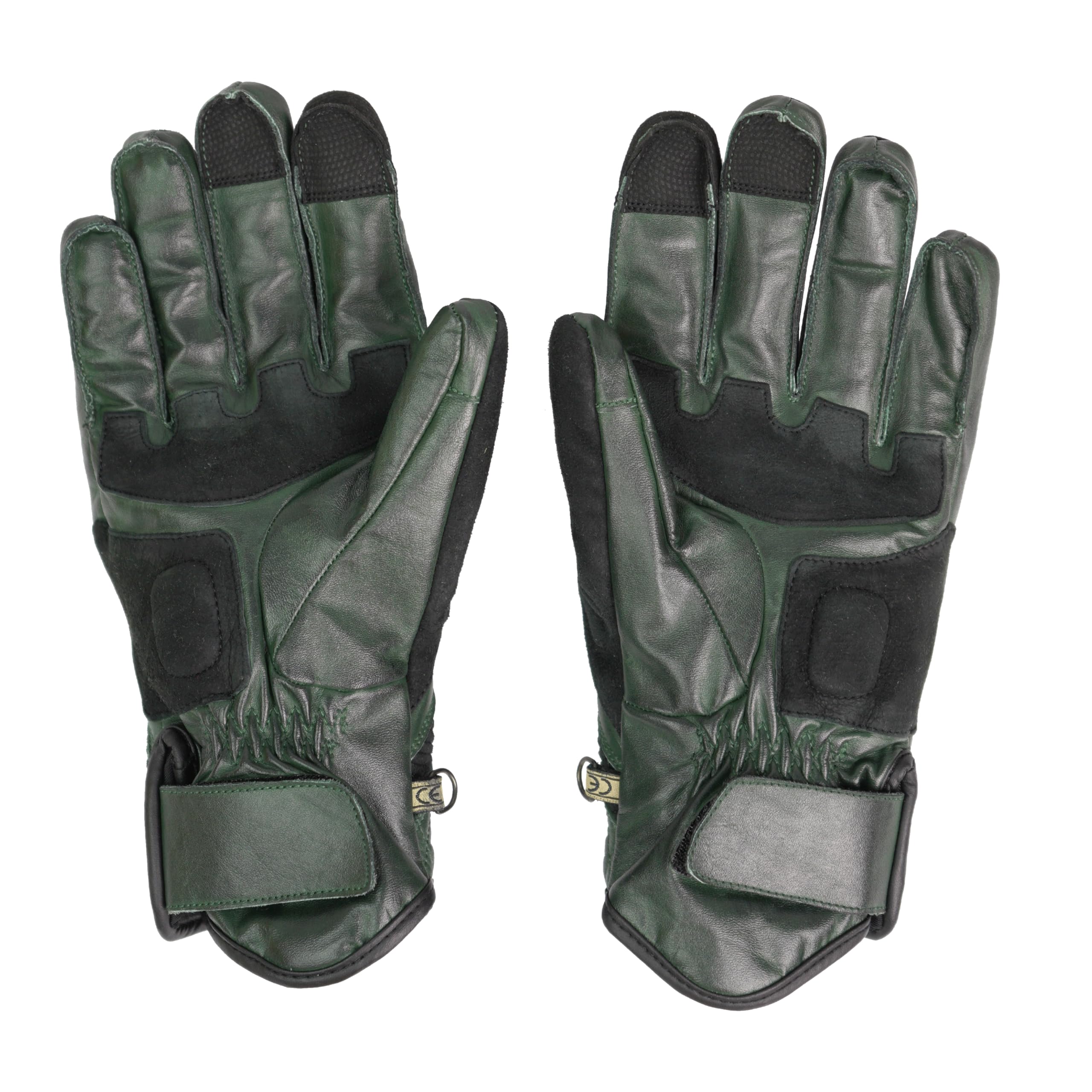 BY CITY - Guantes Café III Man - Piel Aramida Antiabrasión - Función Táctil en Dedos - Ajuste Velcro Personalizado - Certificación CE Protección Nudillos - Talla L - Verde