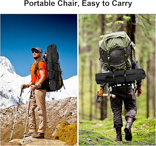 Miniatura 7 de Sillas plegables plegables para camping, silla de césped resistente con bolsa refrigeradora, bolsillo de almacenamiento, bolsa impermeable, silla
