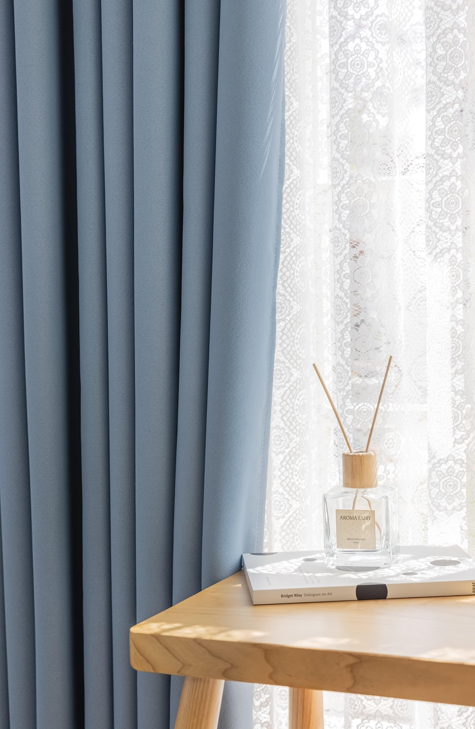 Wycian Tenda oscurante finestra blu 2 pezzi ciniglia tinta unita H138 X B132cm per camera da letto
