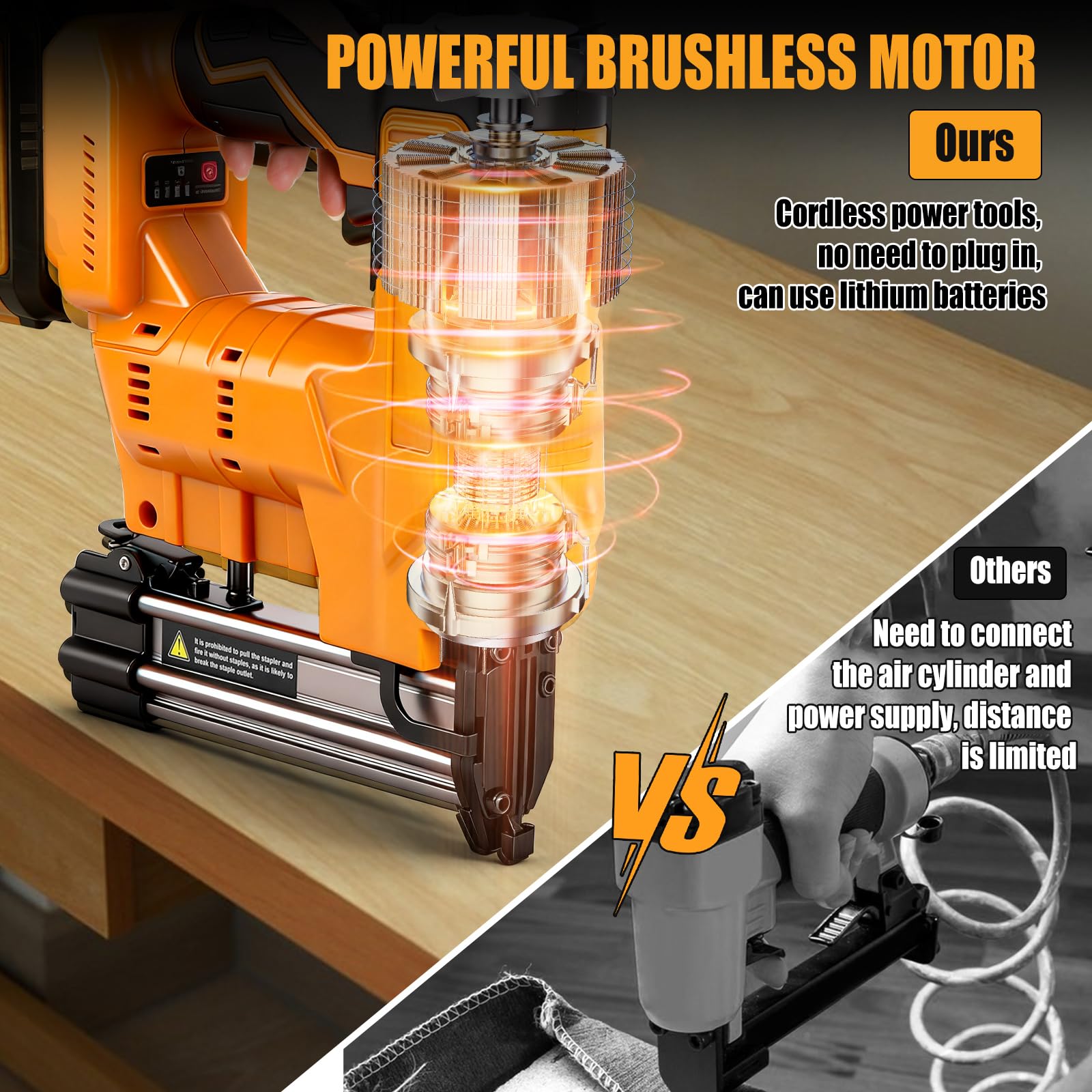 Chiodatrice senza fili da 18 GA compatibile con batteria Dewalt da 18 V 20 V, pistola per unghie senza fili 2 in 1, pinzatrice a batteria con 1000 chiodi e 1000 punti metallici per miglioramento