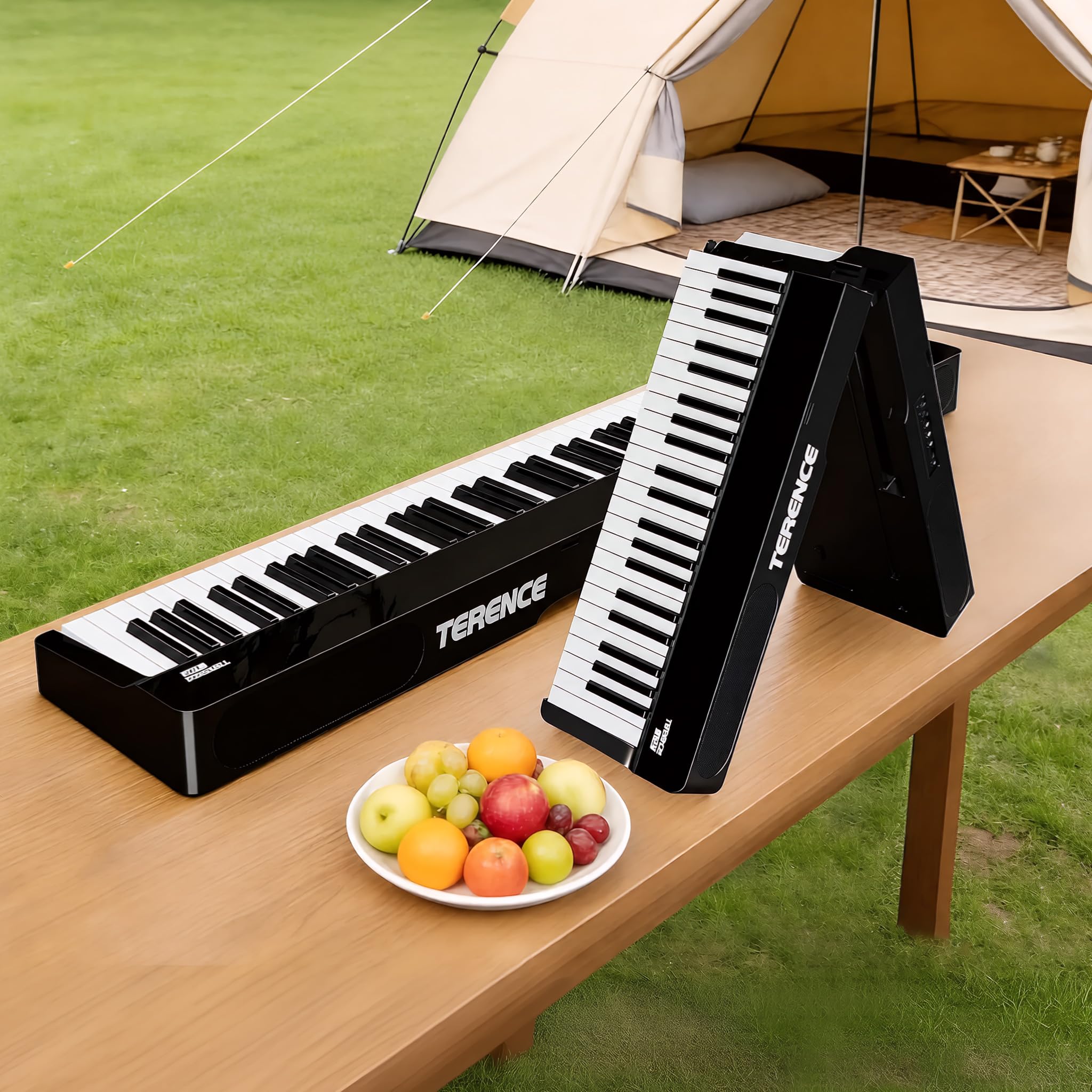 Photo 1 of V70 Piano Keyboard 88 Keys Weight Keyboard: TERENCE Keyboard Piano Foldable 88-Key Weight Keyboard Full Size Digital Piano with Headphones 4 Speakers Bluetooth Built-in Battery (Black)