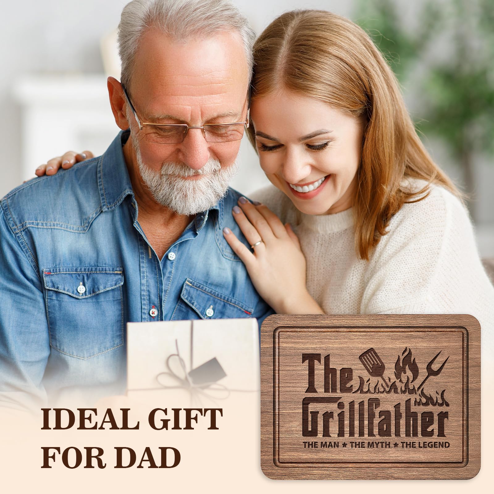Regalos para el día del padre para papá – Tabla de cortar grabada en nogal de alta calidad, regalo de cumpleaños para papá, regalos personalizados para papá, regalos de cocina geniales para papá de