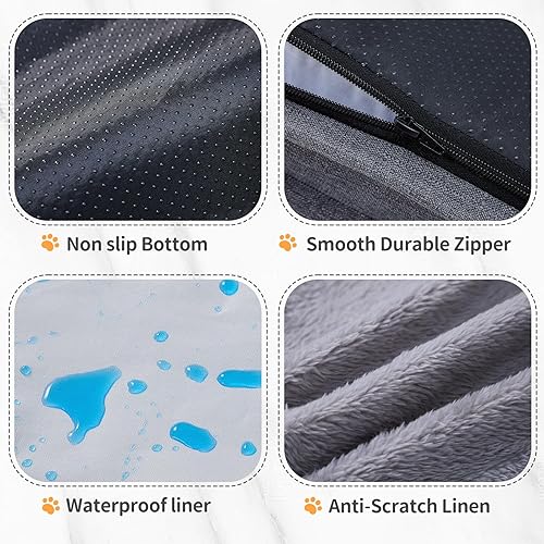 Miniatura 5 de Makigued Cama ortopédica para perros medianos, sofá de espuma para mascotas con forro impermeable, funda extraíble lavable, parte inferior Marrón