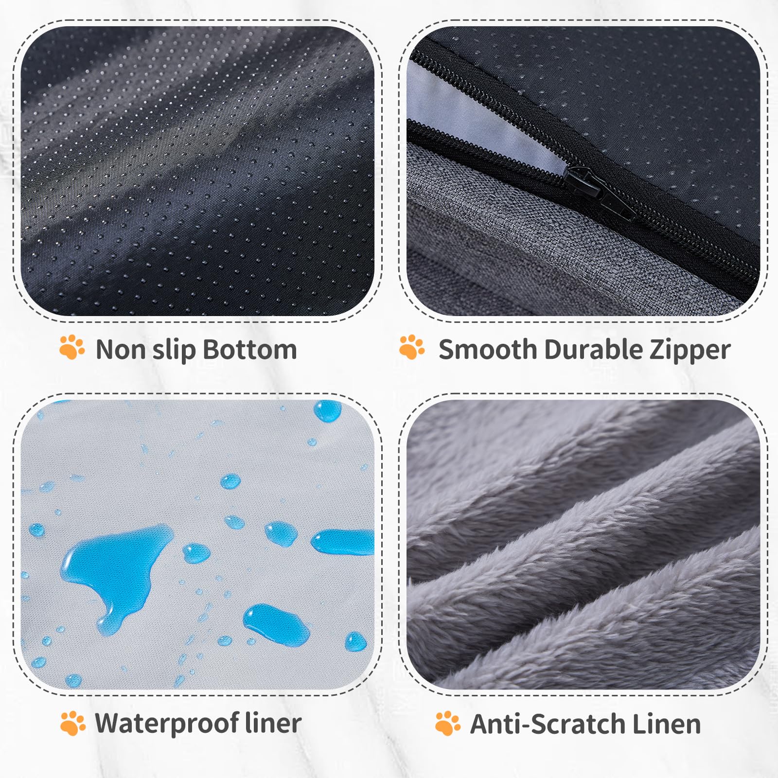 Makigued Orthopedic Dog Bed for Large Dogs Egg Crate Foam Pet Sofa with Waterproof Liner, Removable Washable Cover, Nonslip Bottom, Cozy Couch for Large Dogs 41.7 x 31.5X 6.7Inch, Grey - image 5
