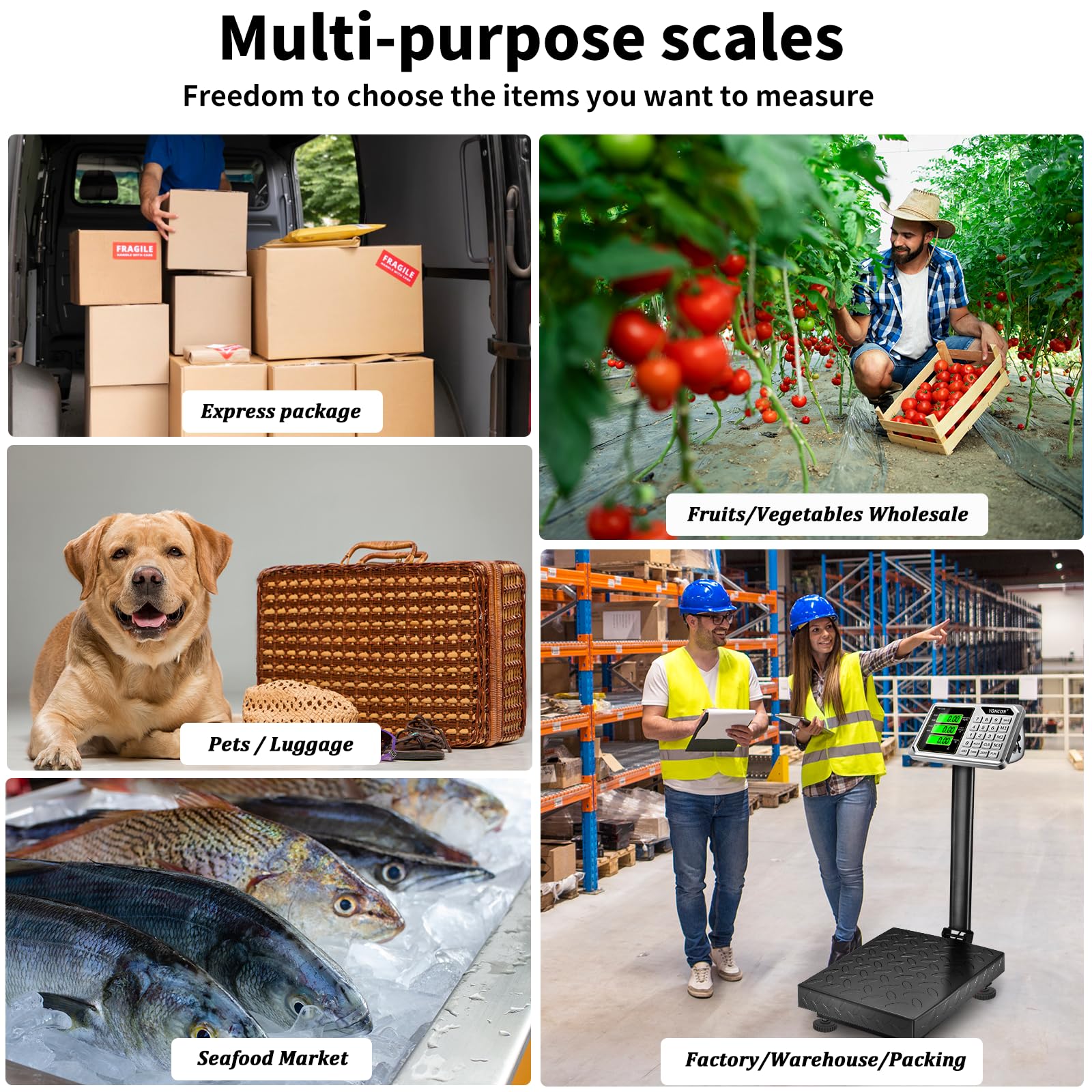 Pèse-personne industrielle numérique à plateforme pour colis, balance d'expédition pesant 661 lb, balance commerciale super précision de 0,1 lb pour bagages, expédition, balance postale A6-300