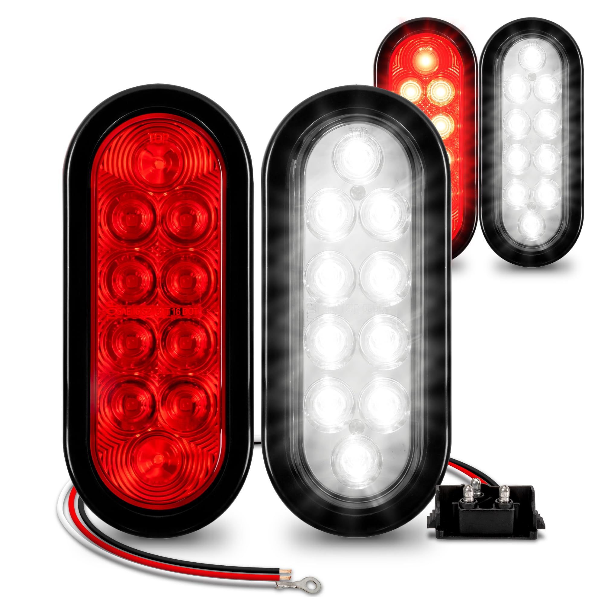 Amazon | TRUE MODS 2 レッド + 2 ホワイト 15.2 cm 楕円形 LED 