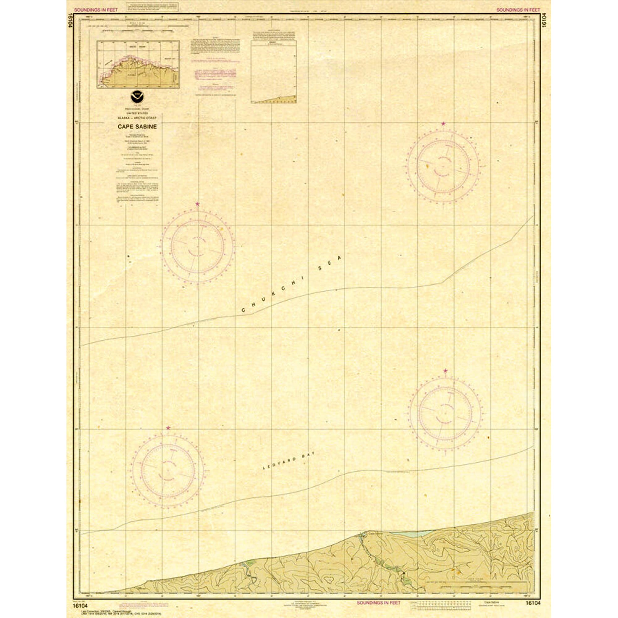Paradise Cay Publicatoins, Inc. Historical NOAA Chart 16104: Cape Sabine - Print on Demand - Historic Version or Updated NCC