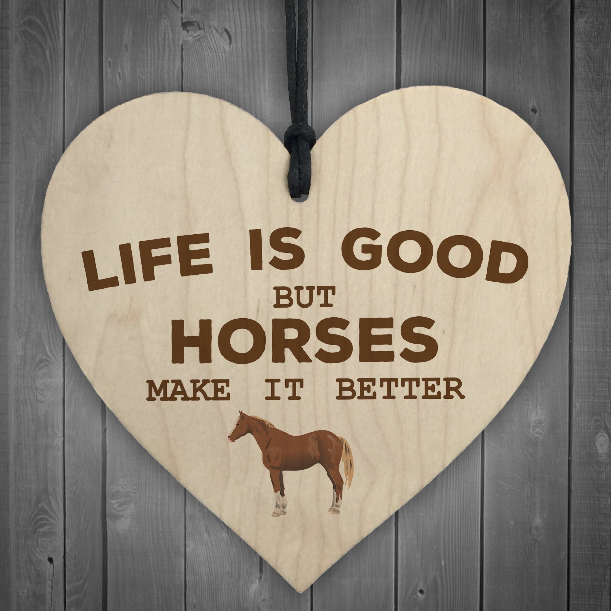 Red Ocean Horses Make Life Better Wooden Hanging Heart Plaque Horse Lovers Stable Sign New