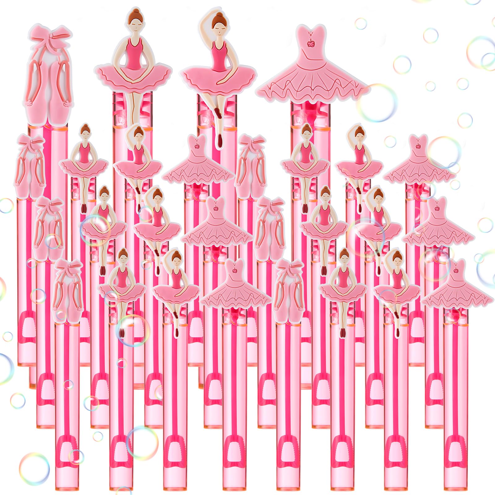 Civaner 24 Pcs Ballerina Bubbles Wands Bulk Ballet Dance Pink Party Favors Mini Bubble Wands Ballet Shoes Tutu Skirt Gifts for Ballerina Themed Birthday Dance Party Favor Goodie Bag Stuffer