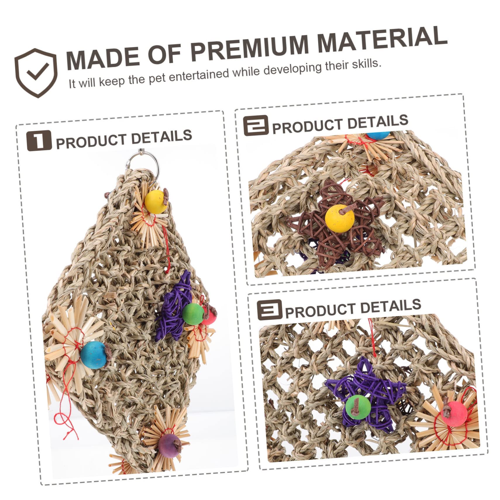 BESPORTBLE 3pezzi Rete Da Arrampicata Per Rete Colorata Giocattolo Da Masticare Per Pappagalli e Piccole Creature Accessorio Per Climbing e Gioco Sicuro Design Naturale Per Cockatiel e