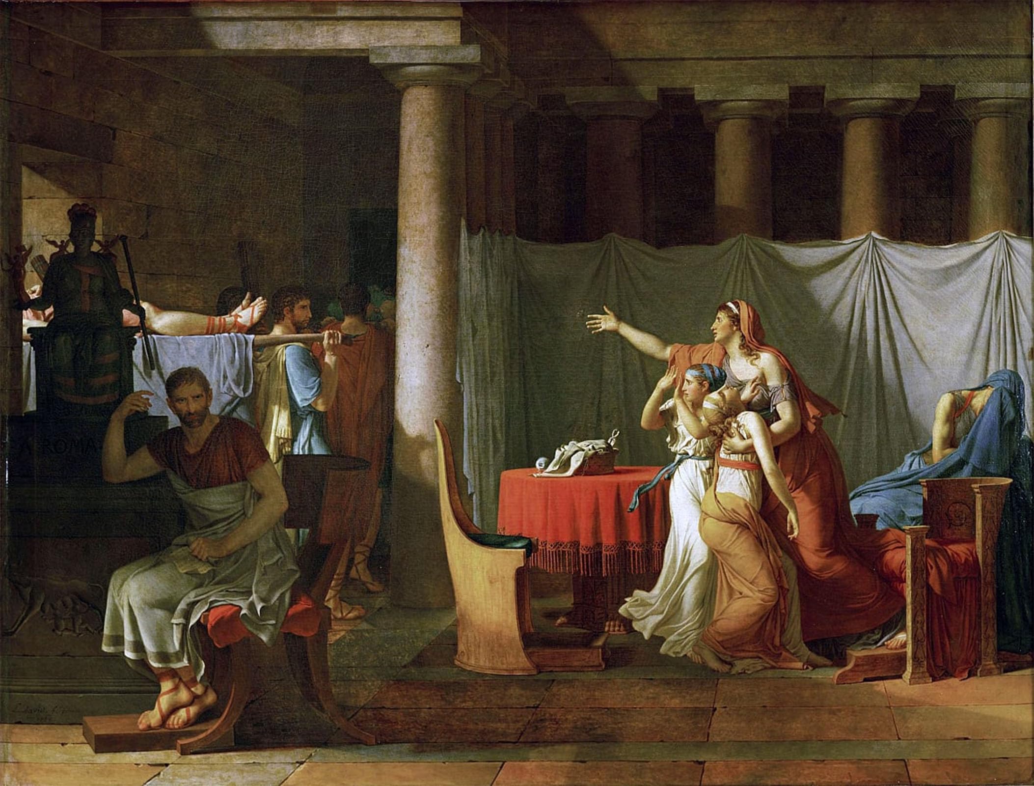 SERENDIPITP Abstract Painting Mural Print Picture Wall Decor Painting the Lictors Reporting to Brutus the Bodies of His Sons by Jacques Louis David Vintage Wall Artwork for Home Decor 60x90cm