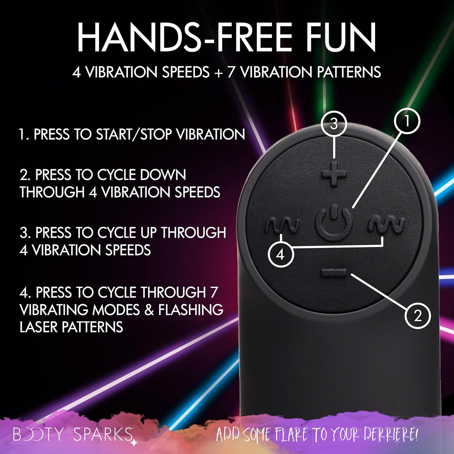 BOOTY SPARKS Laser Series 28X Medium F*ck Me Vibrating Anal Plug with Remote for Women, Men, & Couples, Anal & Prostate Massager Adult Toys, Easy to Clean & Recharge, Premium Silicone Butt Plug - MED