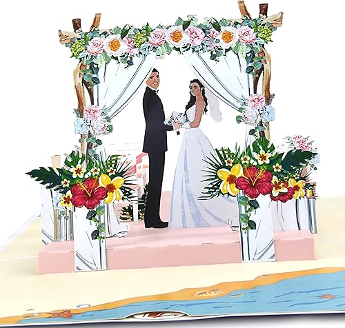 Miniatura 2 de Tarjeta desplegable de boda en la playa, una combinación hecha en el paraíso tarjeta de boda desplegable