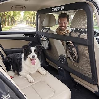 Hundeschutz für Autokofferraum & Rücksitz mit breiterer Abdeckung, universell passende Hundebarriere für Autos & SUVs, Hunde-Autoabteiltrenner mit kausicherem transparentem Netz und robustem - Amazon product rated Grade A