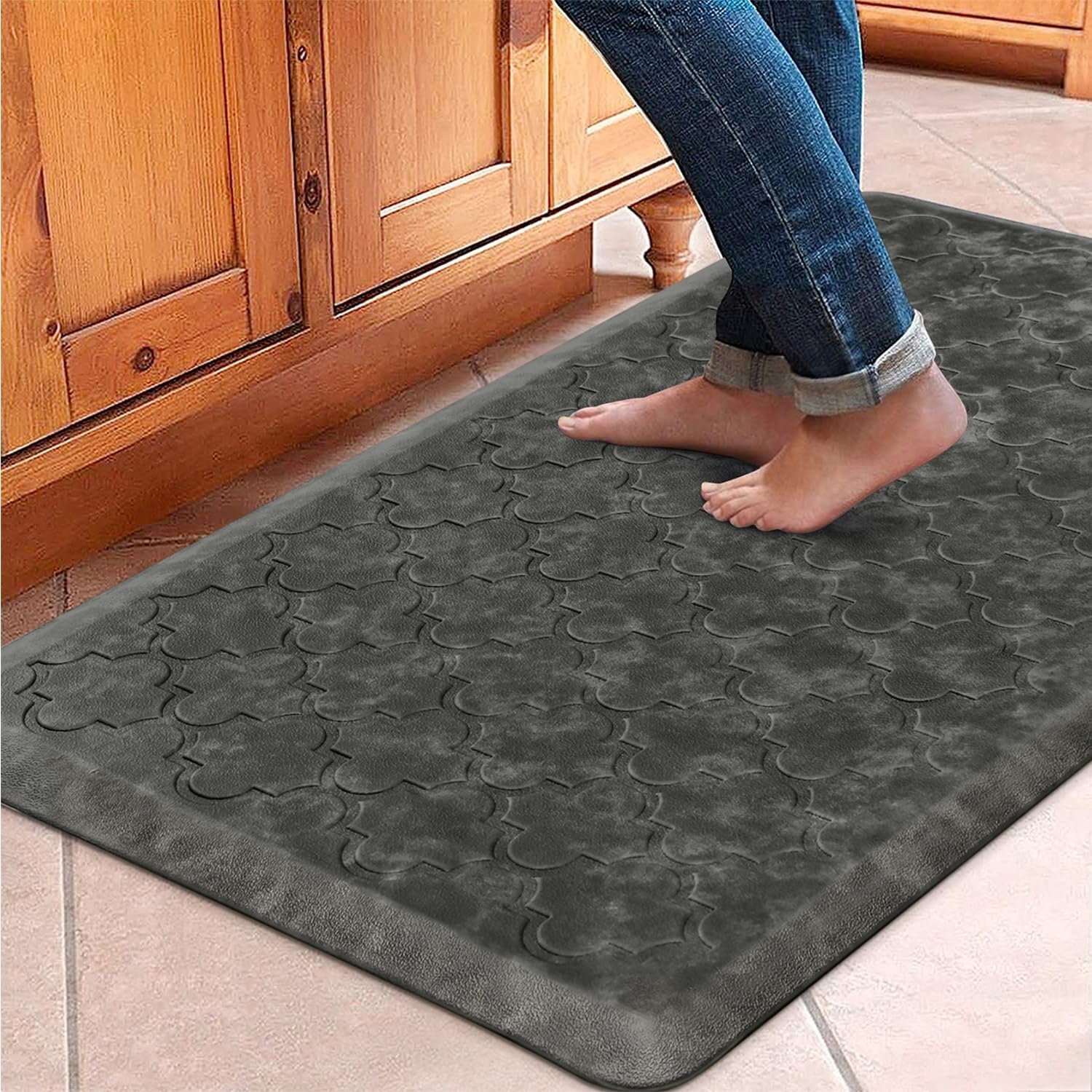 WISELIFE Kitchen Mat Cushioned Anti Fatigue Floor Mat,20"x39", Thick Non Slip Water Resistant Kitchen Rugs and Mats,Heavy Duty Foam Standing Mat for