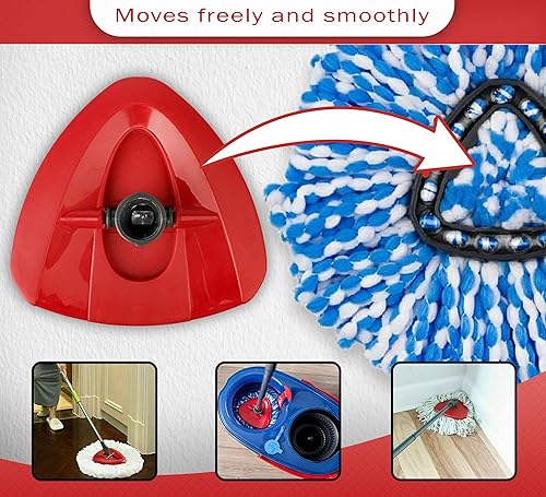 Miniatura 3 de Base de repuesto para fregona de 2 tanques, 2 piezas de 4.7 x 4.7 pulgadas, repuesto de cubierta de cabeza de trapeador triangular giratoria