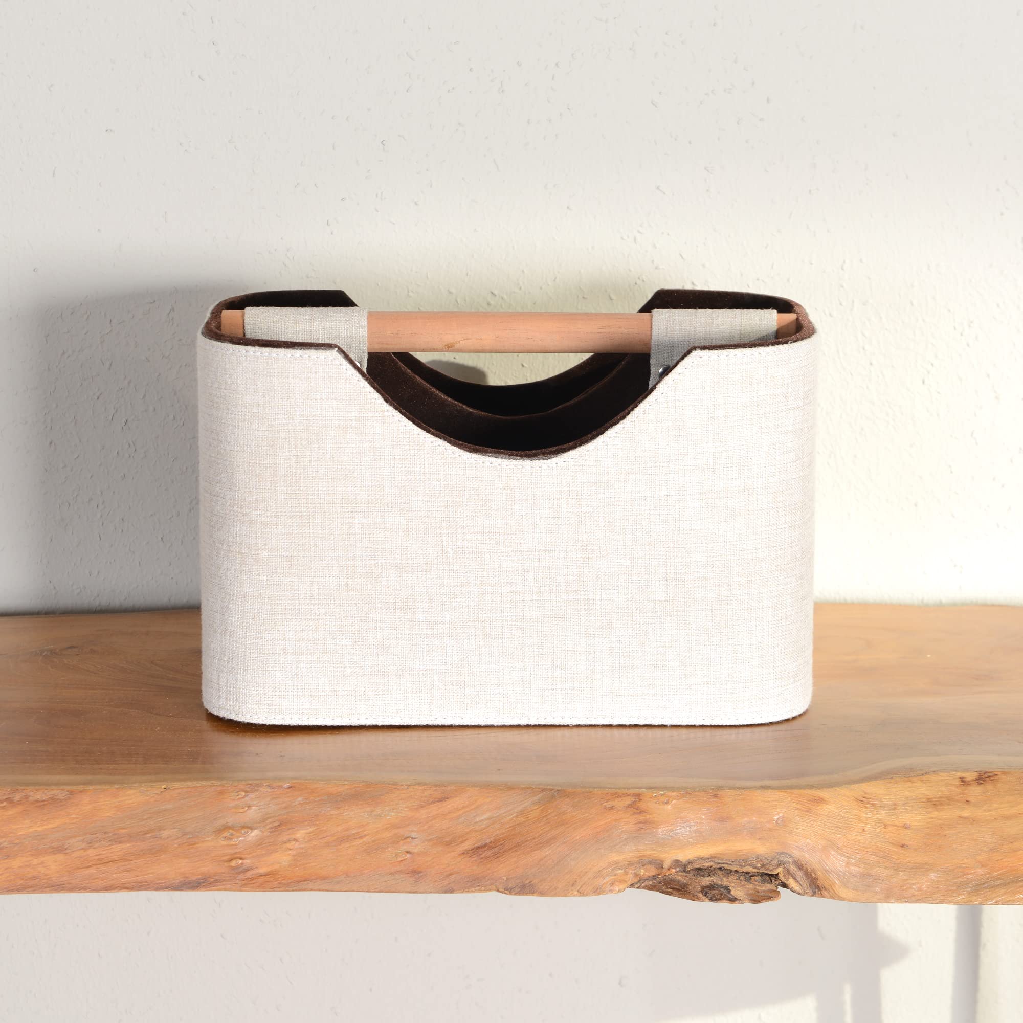 Portariviste in tessuto, 30 cm, in legno, stile moderno, colore marrone