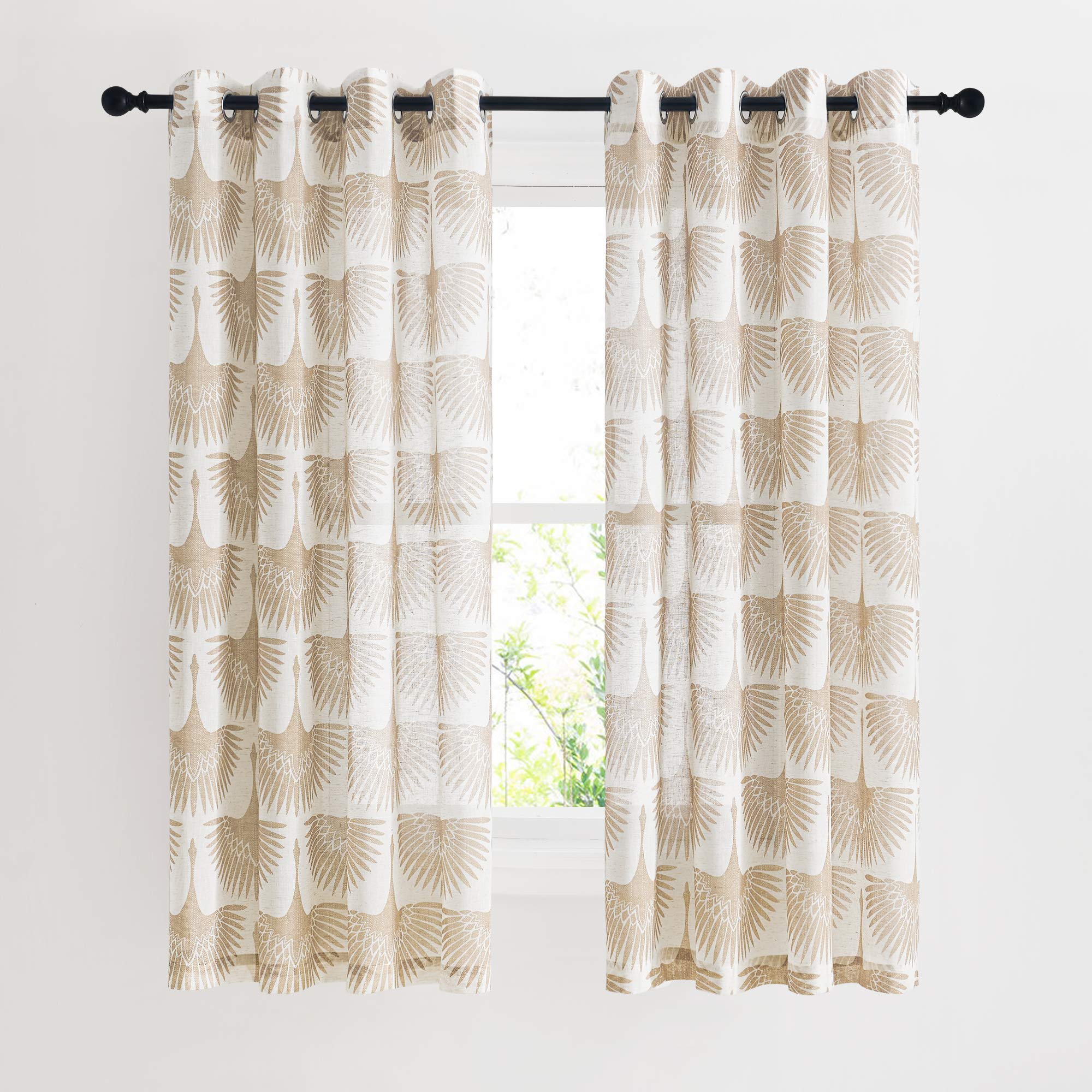 Rideaux semi-transparents pour chambre et bureau déco taupe 182cm