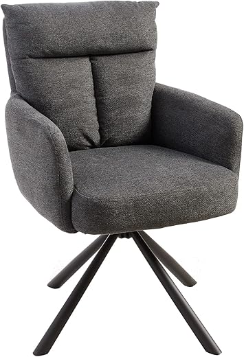 riess-ambiente.de Drehbarer Retro Stuhl Big George grau mit Armlehnen und Bonellfederkernpolsterung
