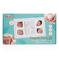 Vista 9 de Nuby Baby Hand & Footprint Kit with Frame That Holds Four 3 x 3" Photos & 1 Clay Print Kit for Newborn Girls & Boys, Personalized Baby Gift