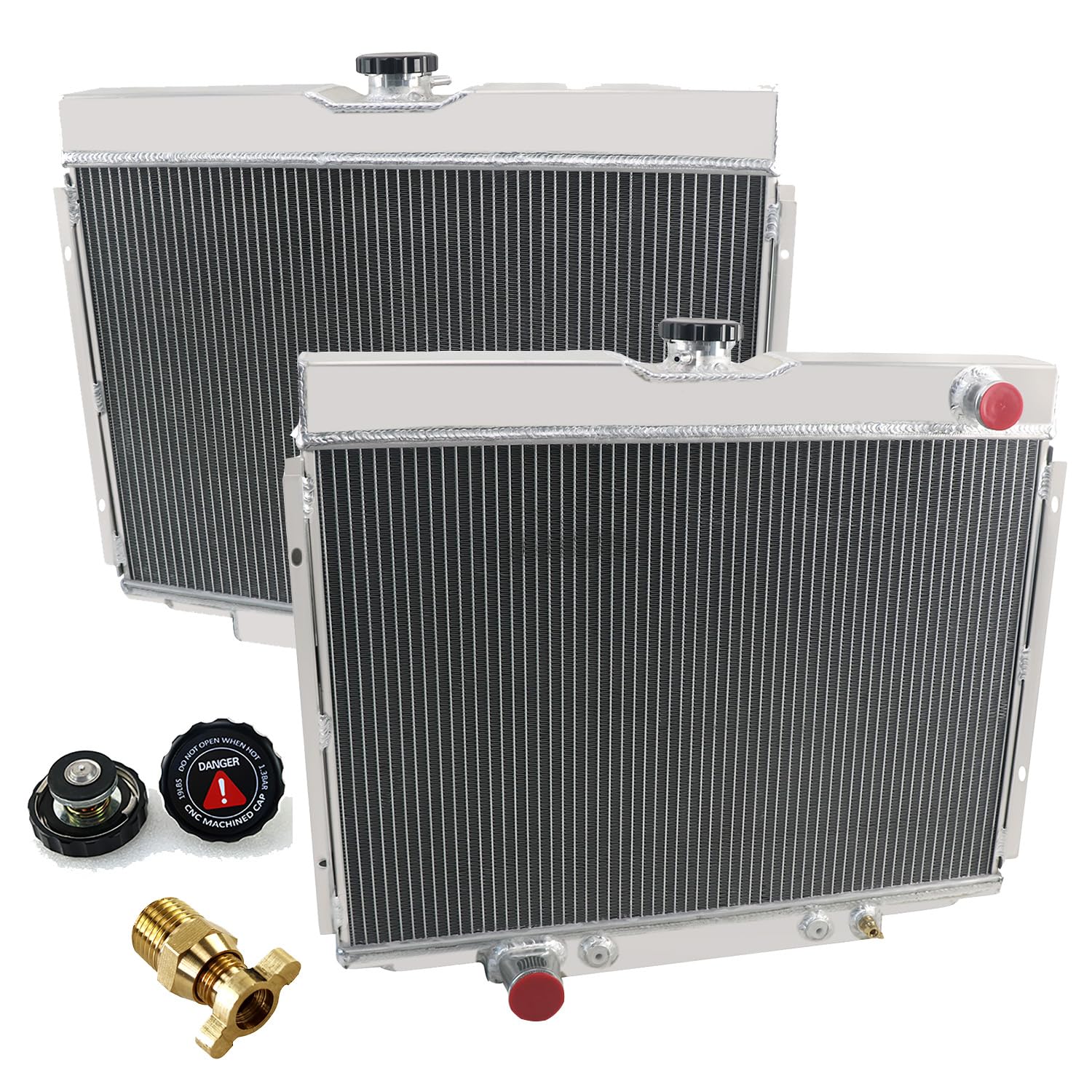 67-70 Mercury Radiator, 4 Row Core Aluminum Radiator Compatible with 1967 1968 1969 1970 Mustang Ranchero Fairlane, Mercury Cougar/XR7