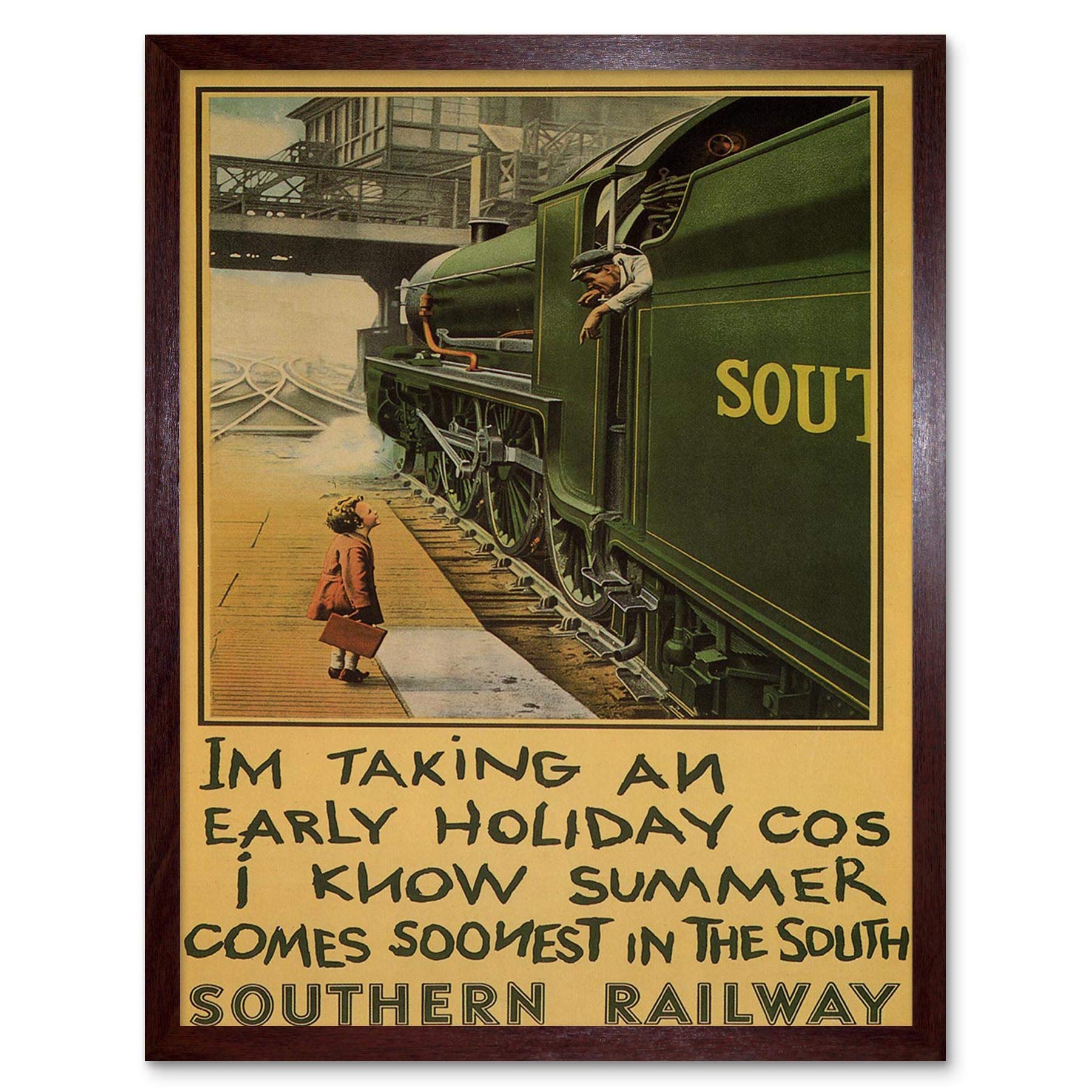 Wee Blue Coo Travel Tourism Railway Southern Holiday UK Vintage Advertising Art Print Framed Poster Wall Decor 12X16 Inch