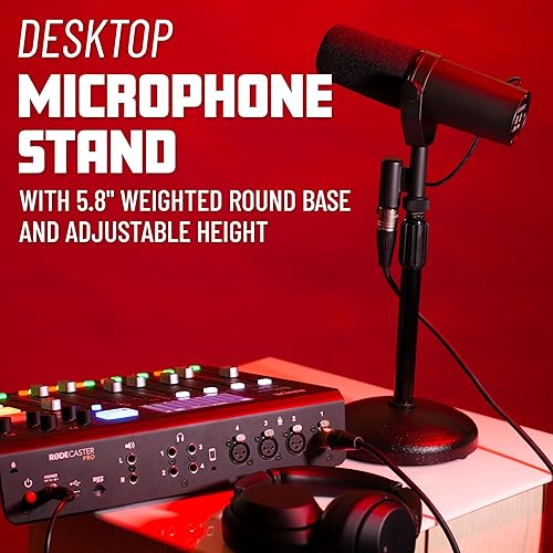 Miniatura 3 de Gator Frameworks Soporte de micrófono de escritorio con base pesada redonda y altura ajustable (GFW-MIC-0501)