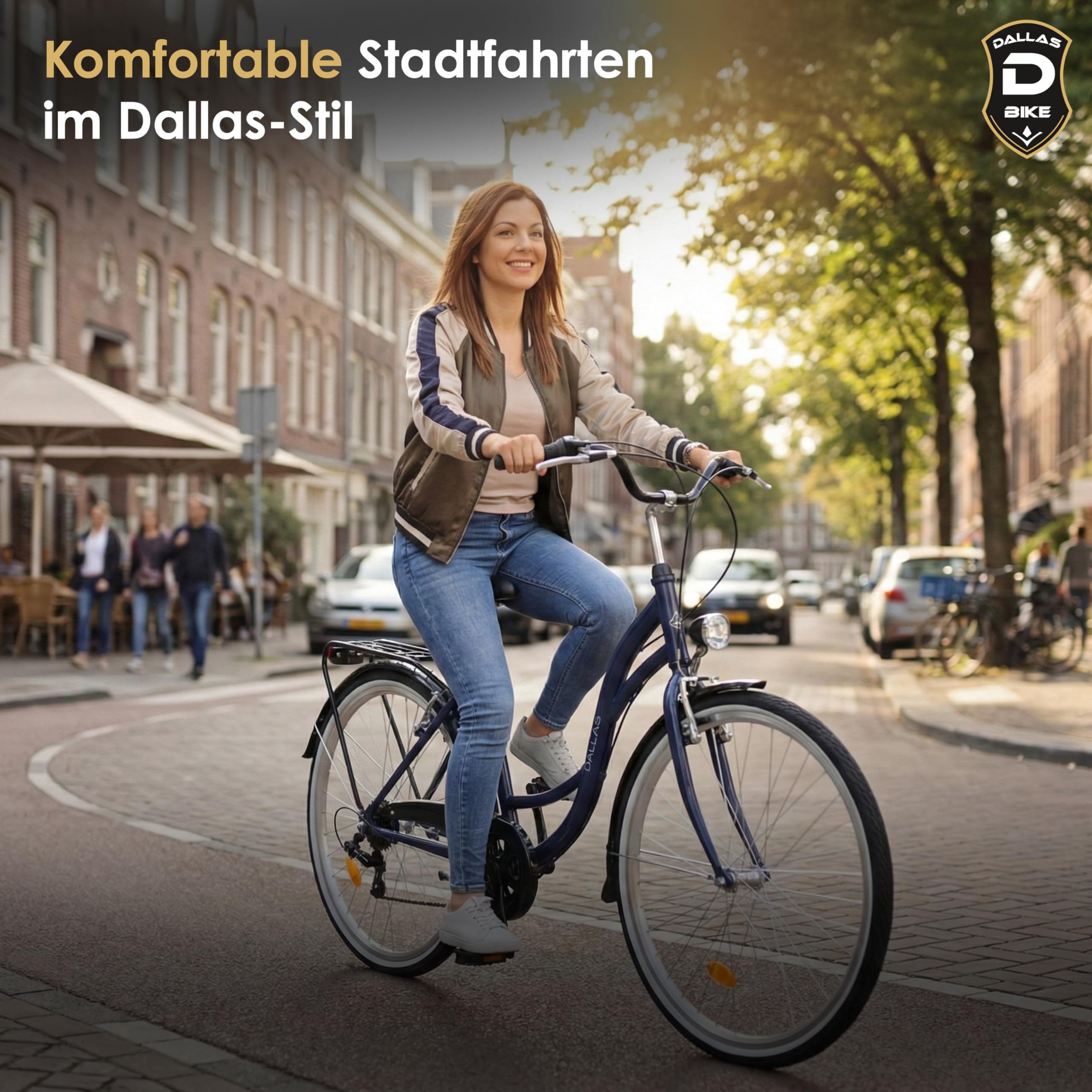 Fahrrad 28 Zoll - Bequemes Cityrad für Damen und Herren - mit 7-Gang Shimano Schaltung - Komfortabler Tiefeinsteiger für Stadt und Pendler - Dallas City