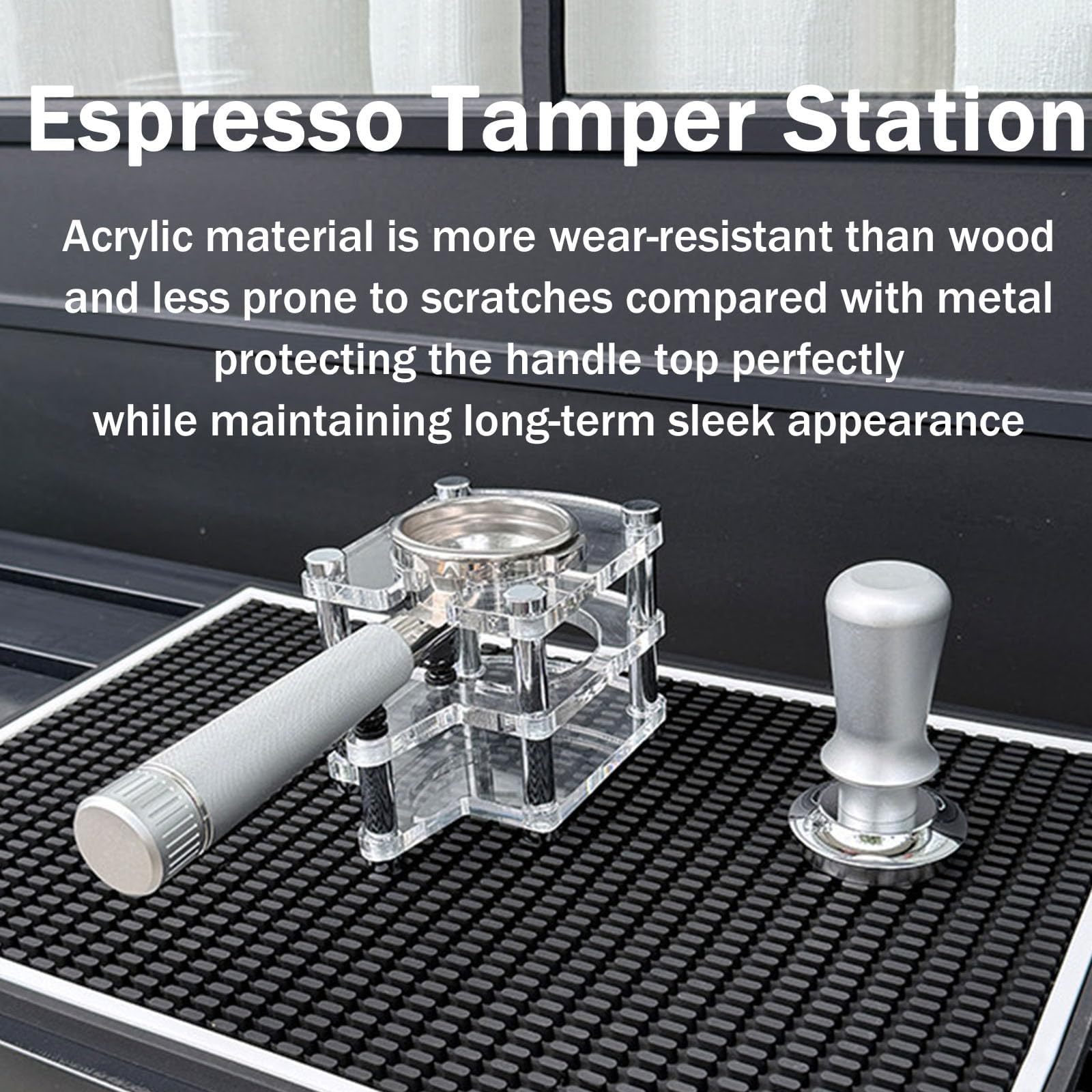 Soporte para Portafiltro De Café De 58 Mm, Estación De Prensado De Espresso, Material Acrílico, Altura Ajustable, Base Antivuelco, para Baristas Domésticos Y Profesionales