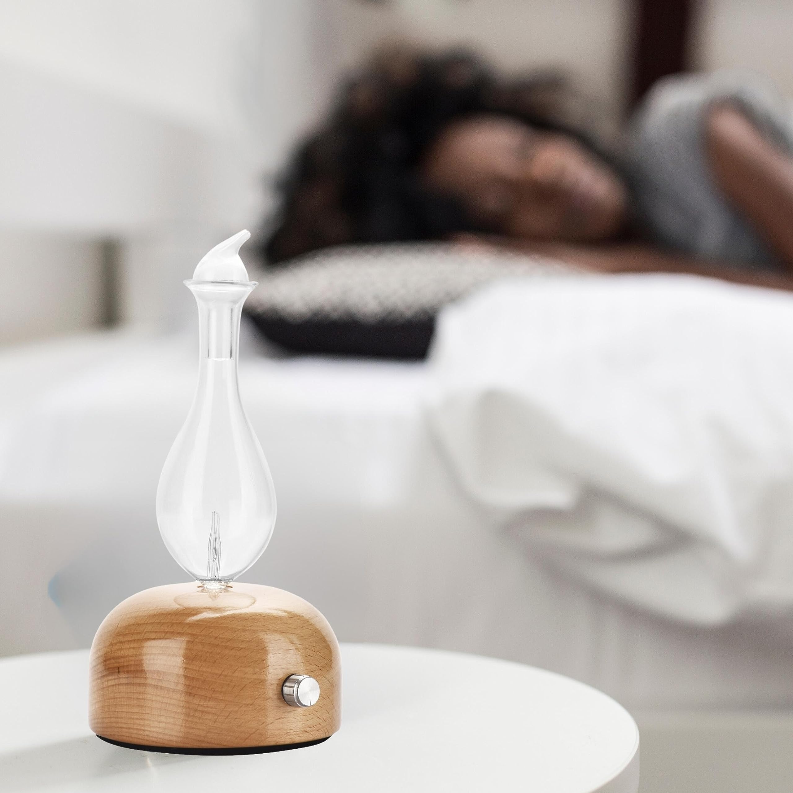 Zen'Arôme Diffusore di oli essenziali tramite nebulizzazione programmabile Aurora-intensità regolabile (fino a 100 m²) e illuminazione a LED-Diffusione a Freddo per Aromaterapia, Timer, Legno, Vetro